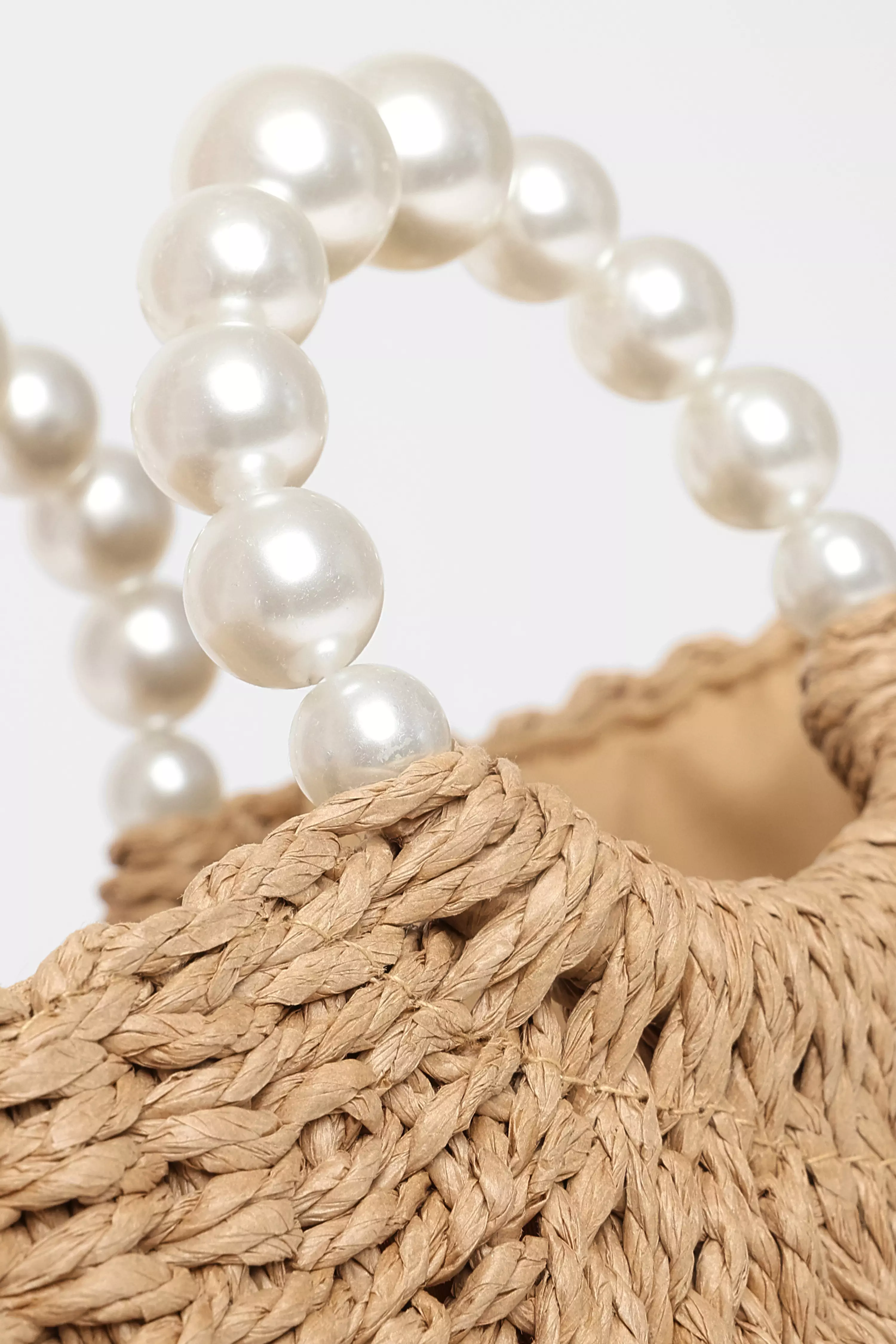 Brown Pearl Raffia Bag