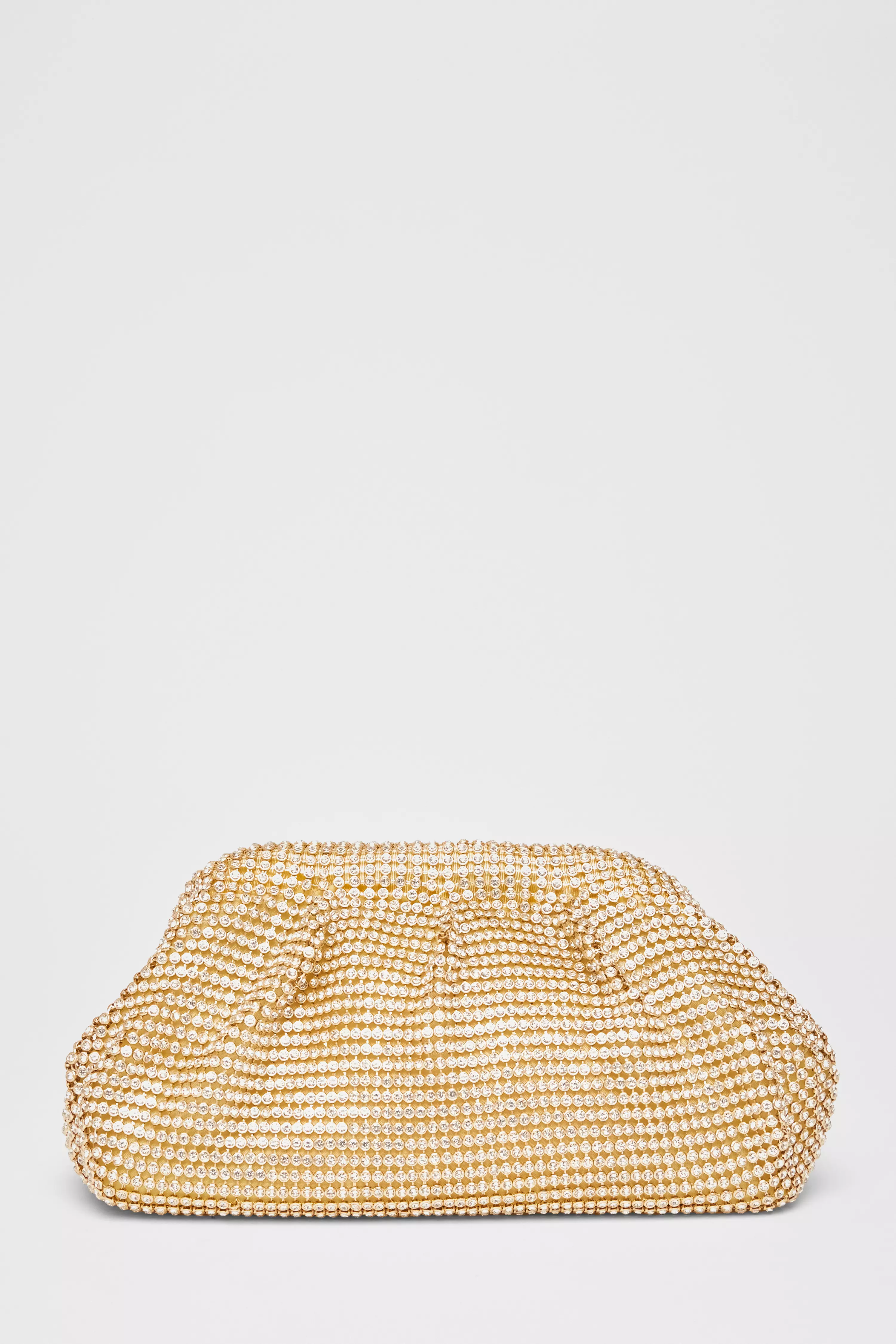 Gold Diamante Gathered Pouch Bag