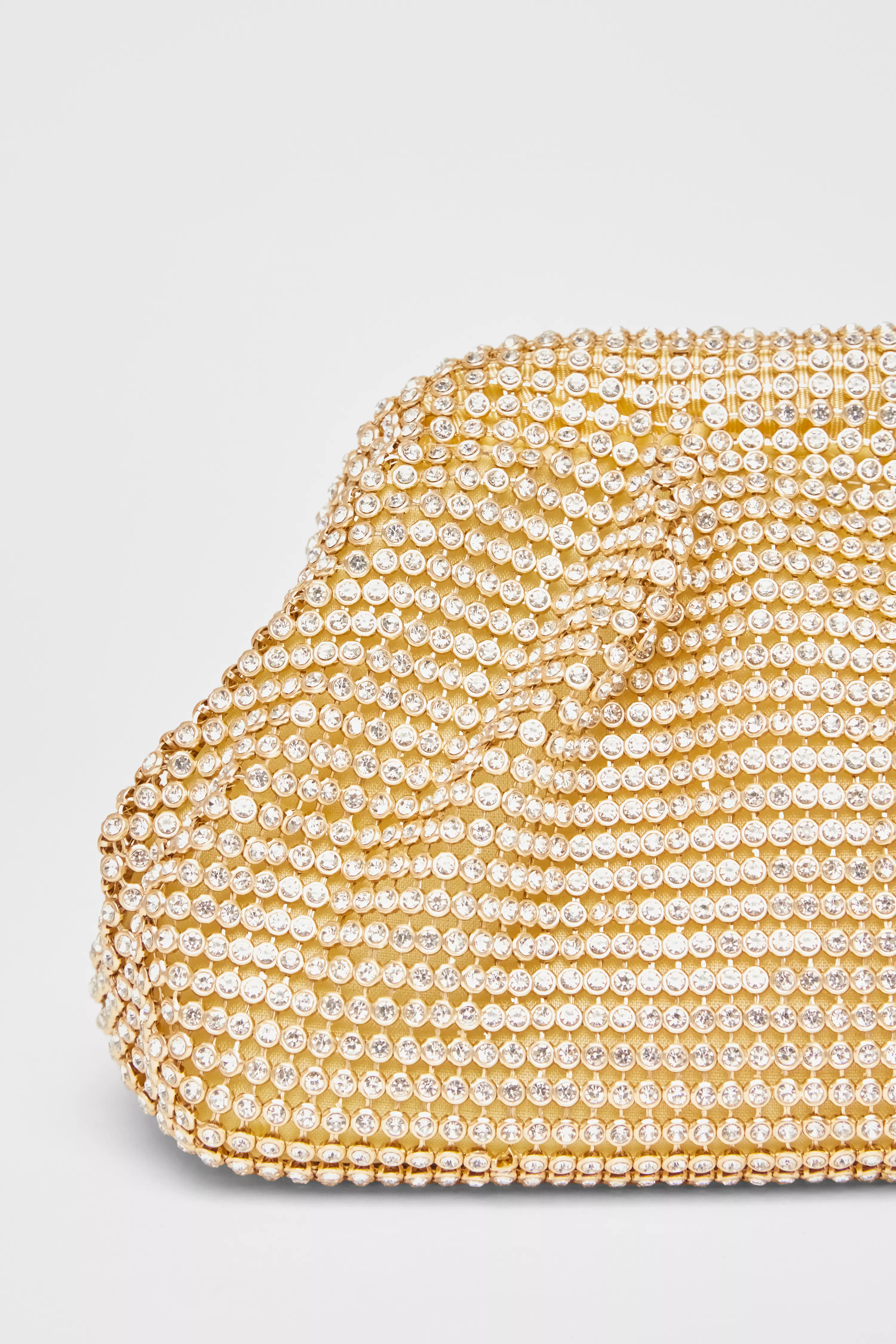 Gold Diamante Gathered Pouch Bag