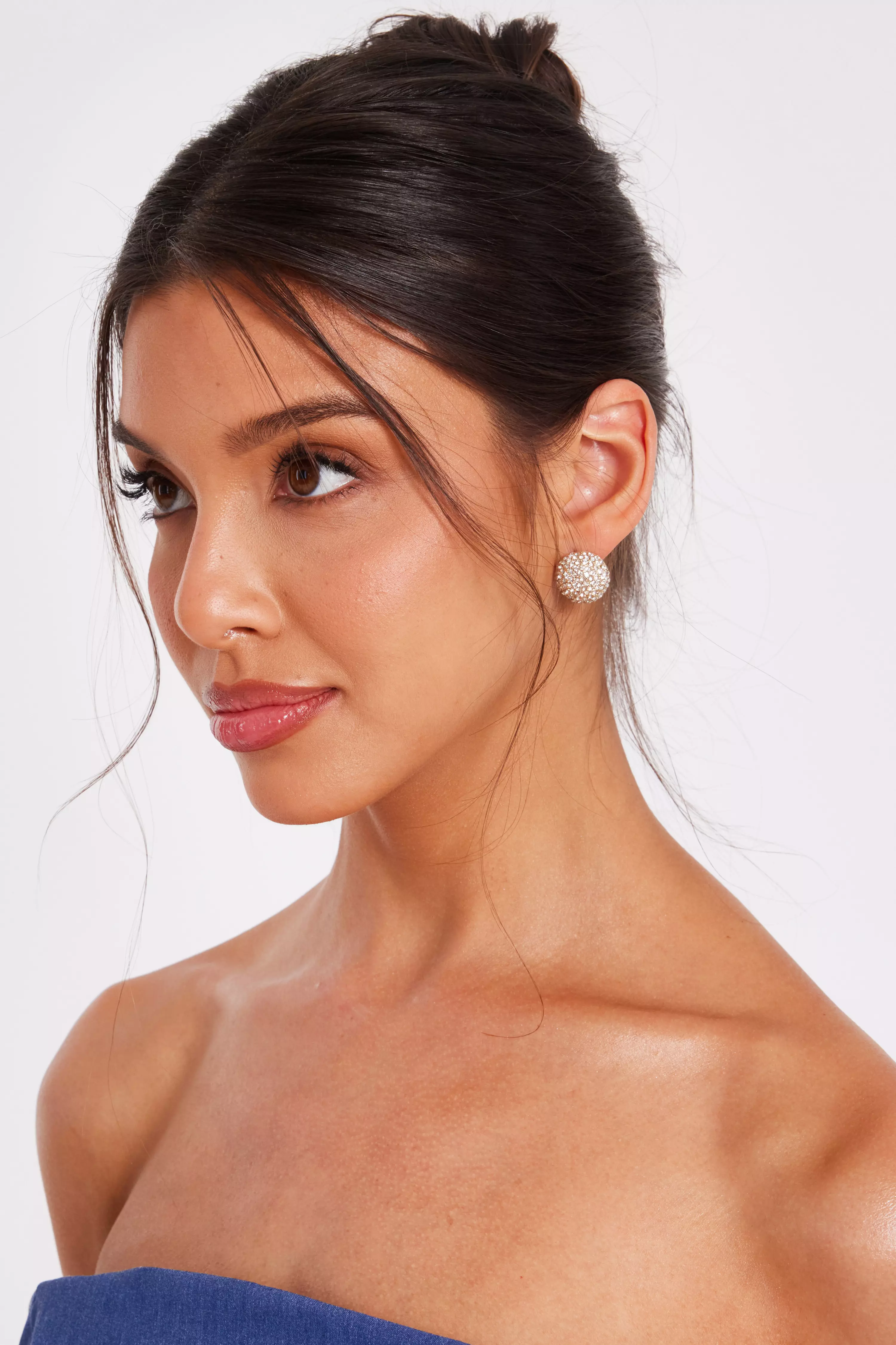 Gold Diamante Stud Earrings