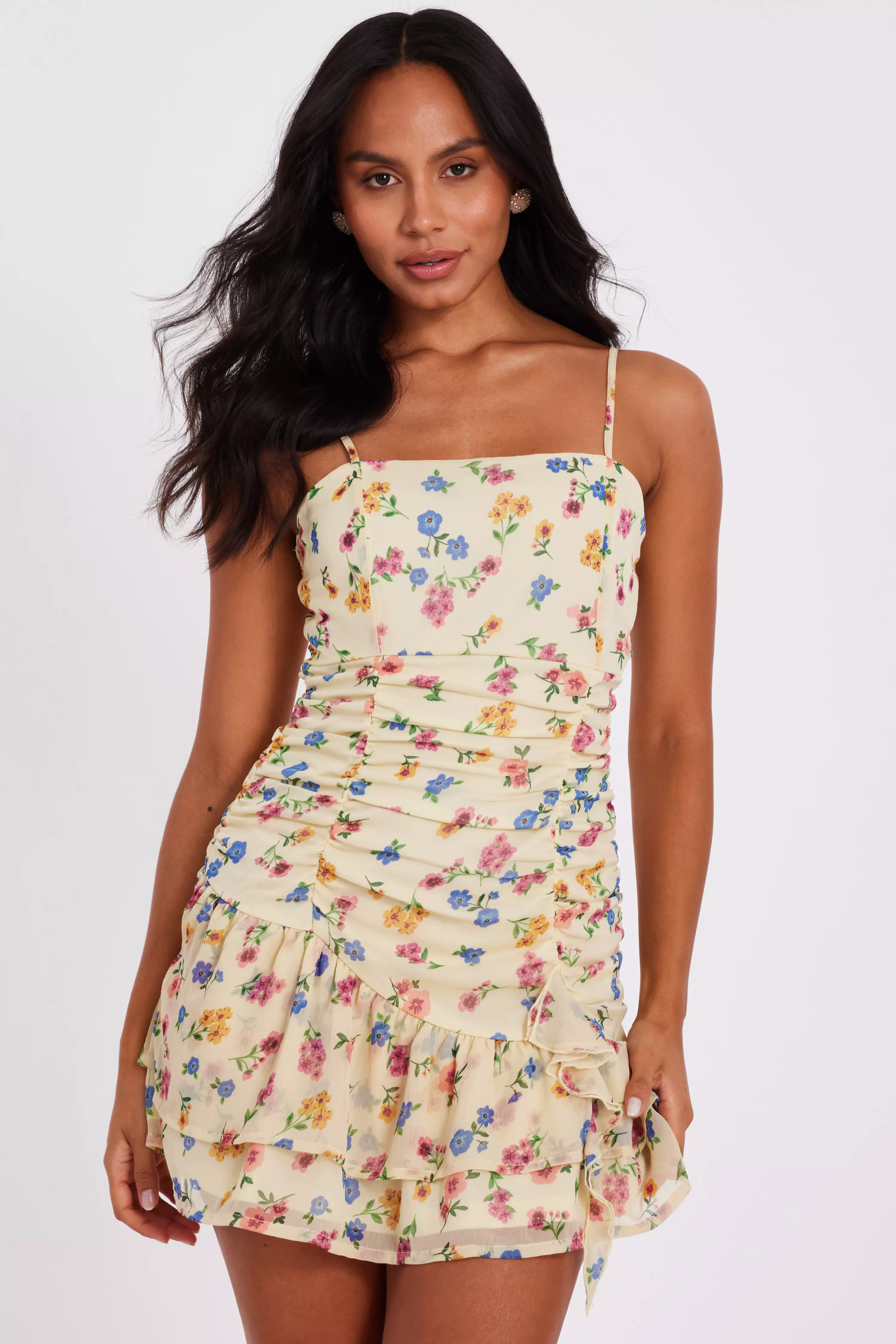 Yellow Floral Mini Dress