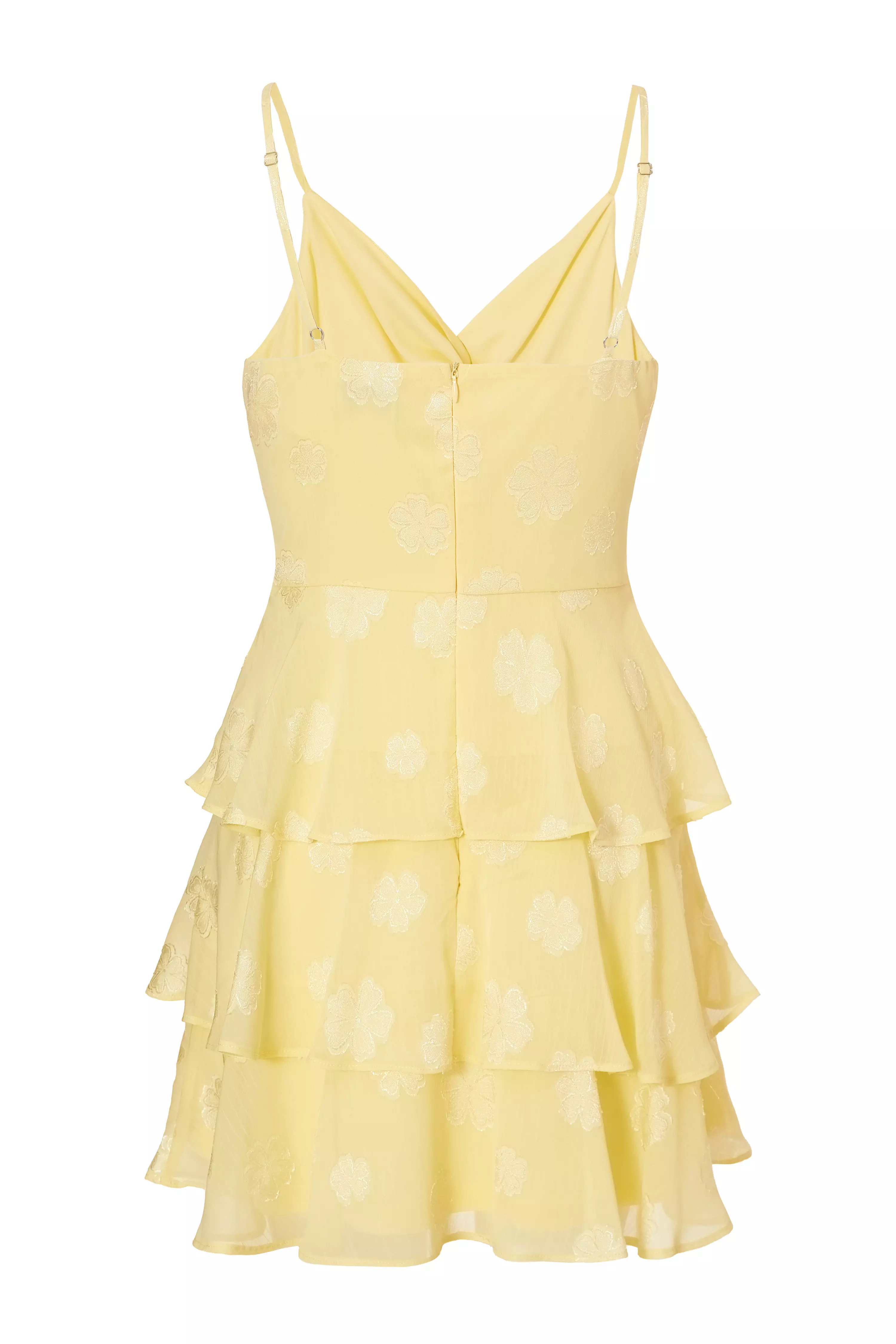 Yellow Floral Tiered Skater Dress