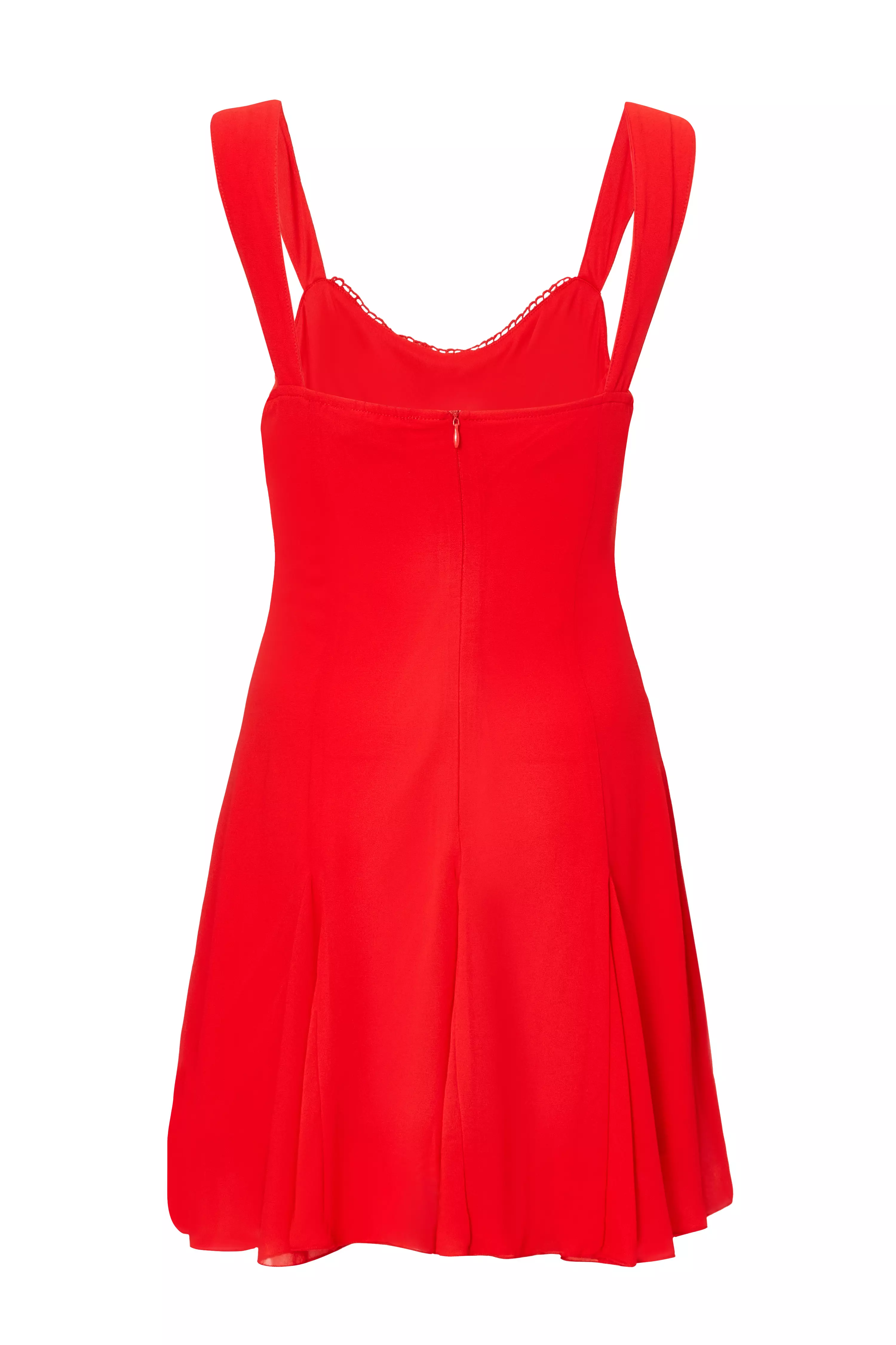 Red Chiffon Ruched Mini Dress