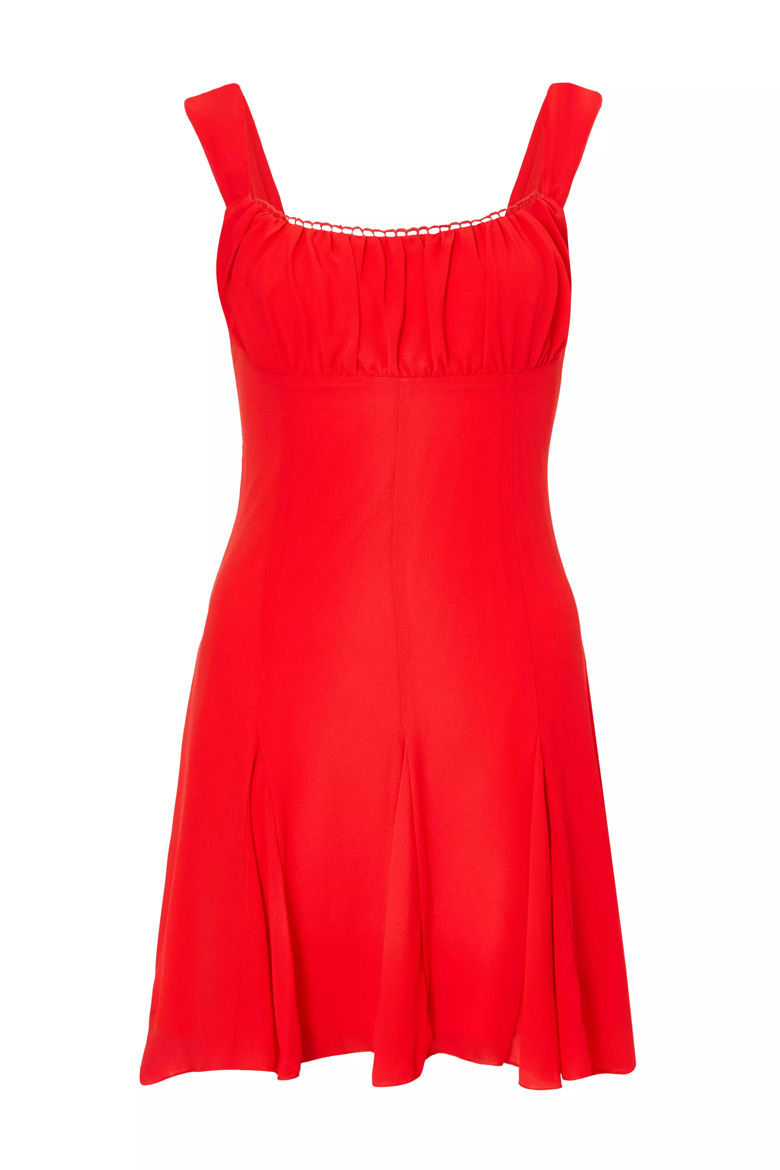 Red Chiffon Ruched Mini Dress