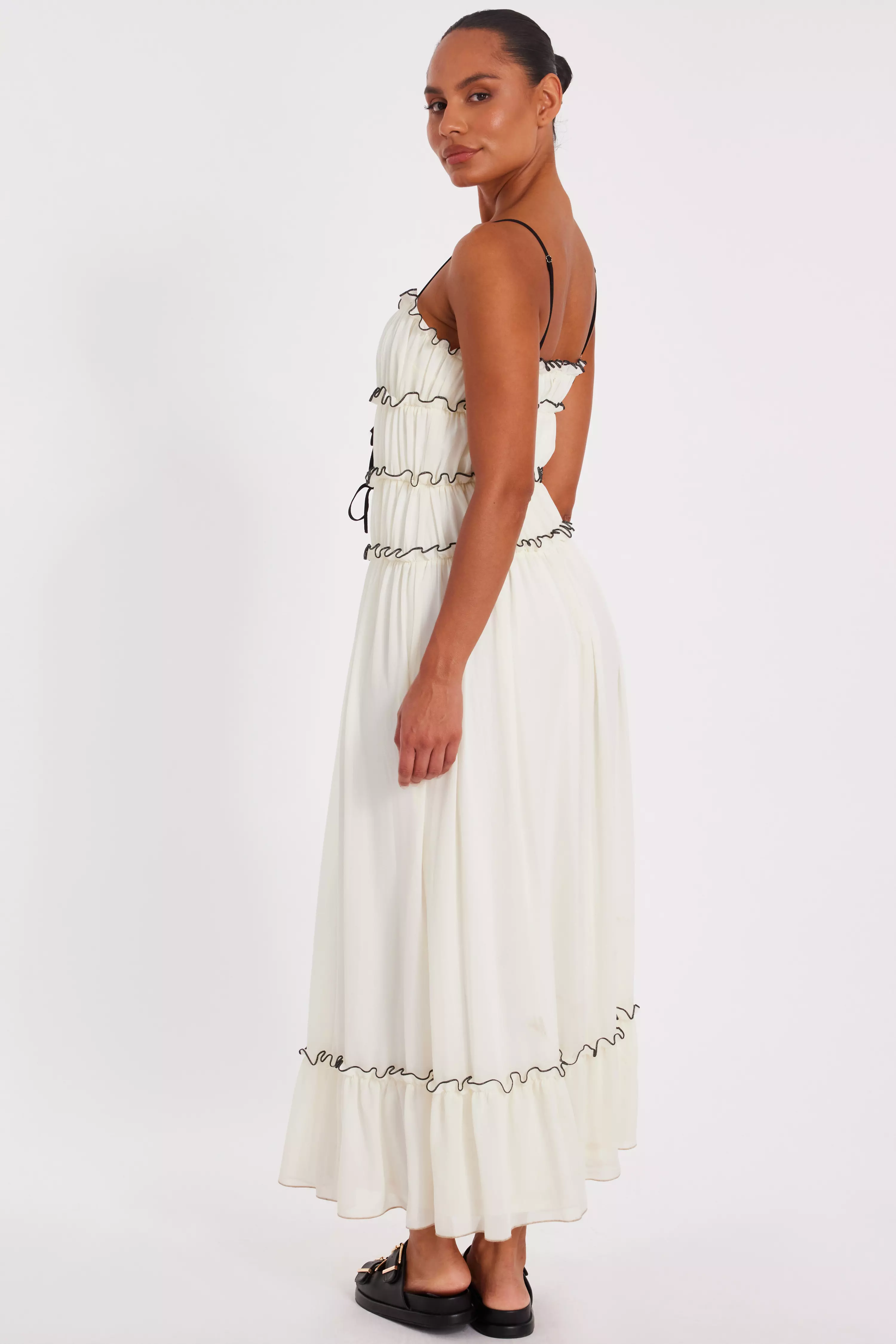 White Chiffon Strappy Midaxi Dress