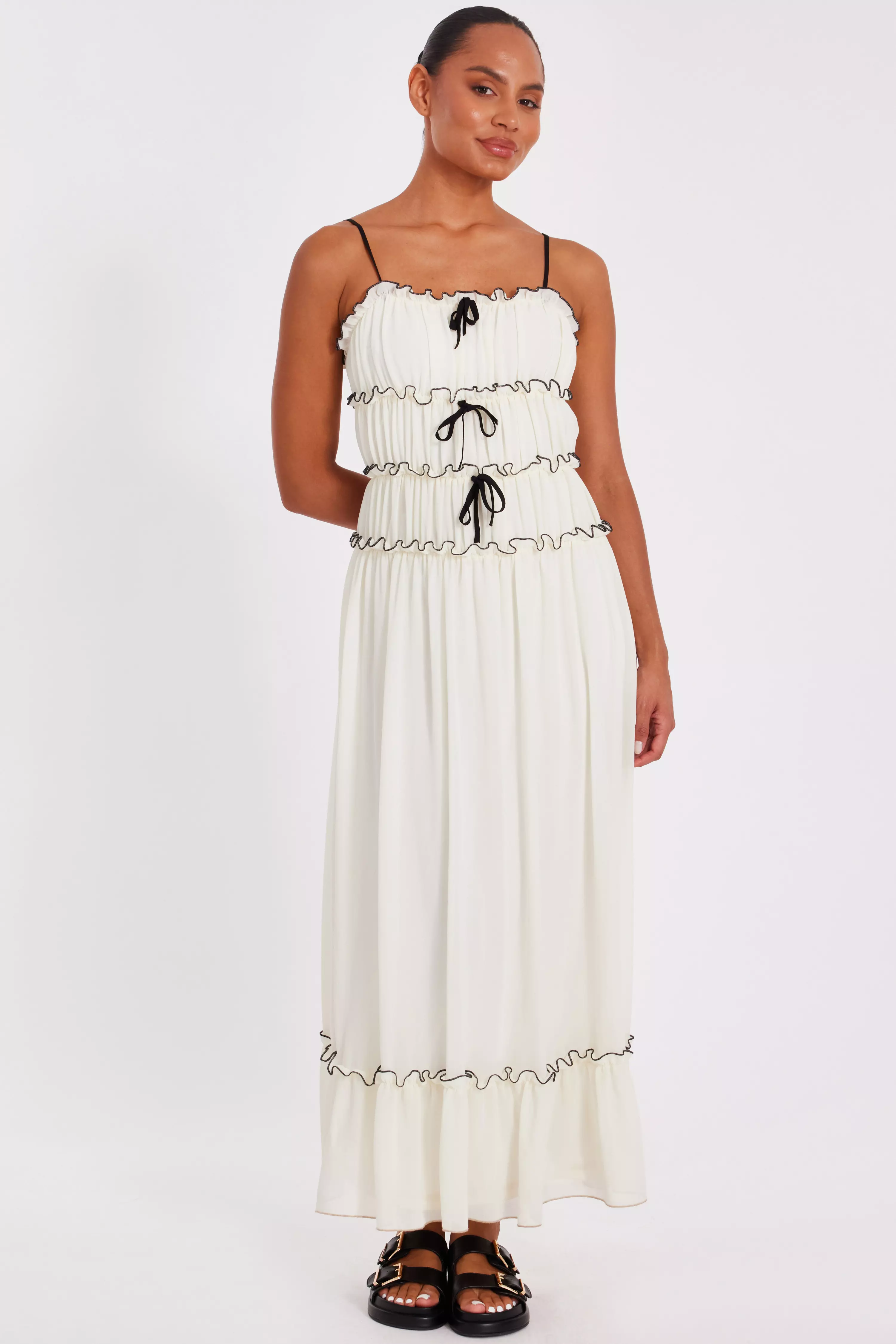 White Chiffon Strappy Midaxi Dress