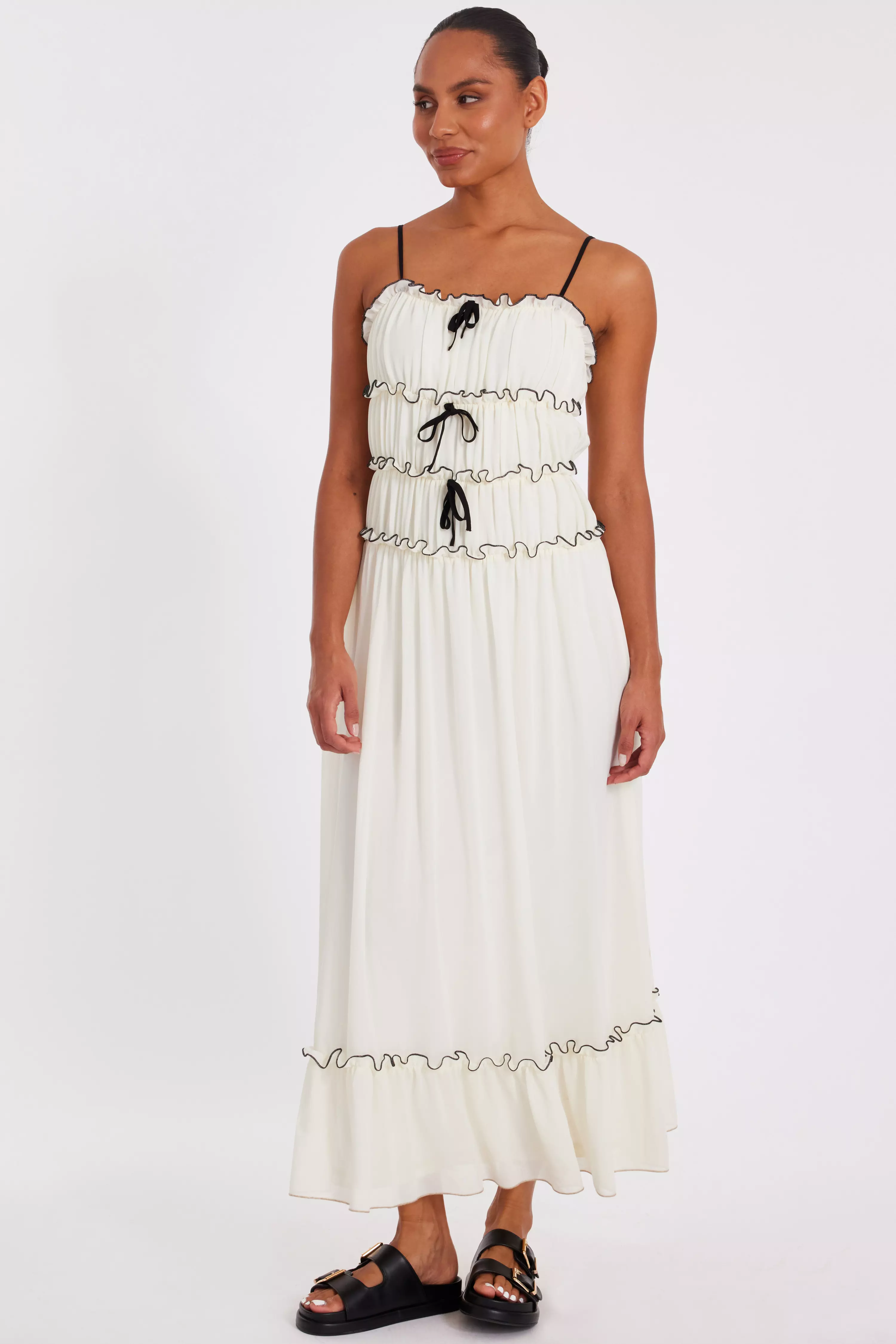 White Chiffon Strappy Midaxi Dress