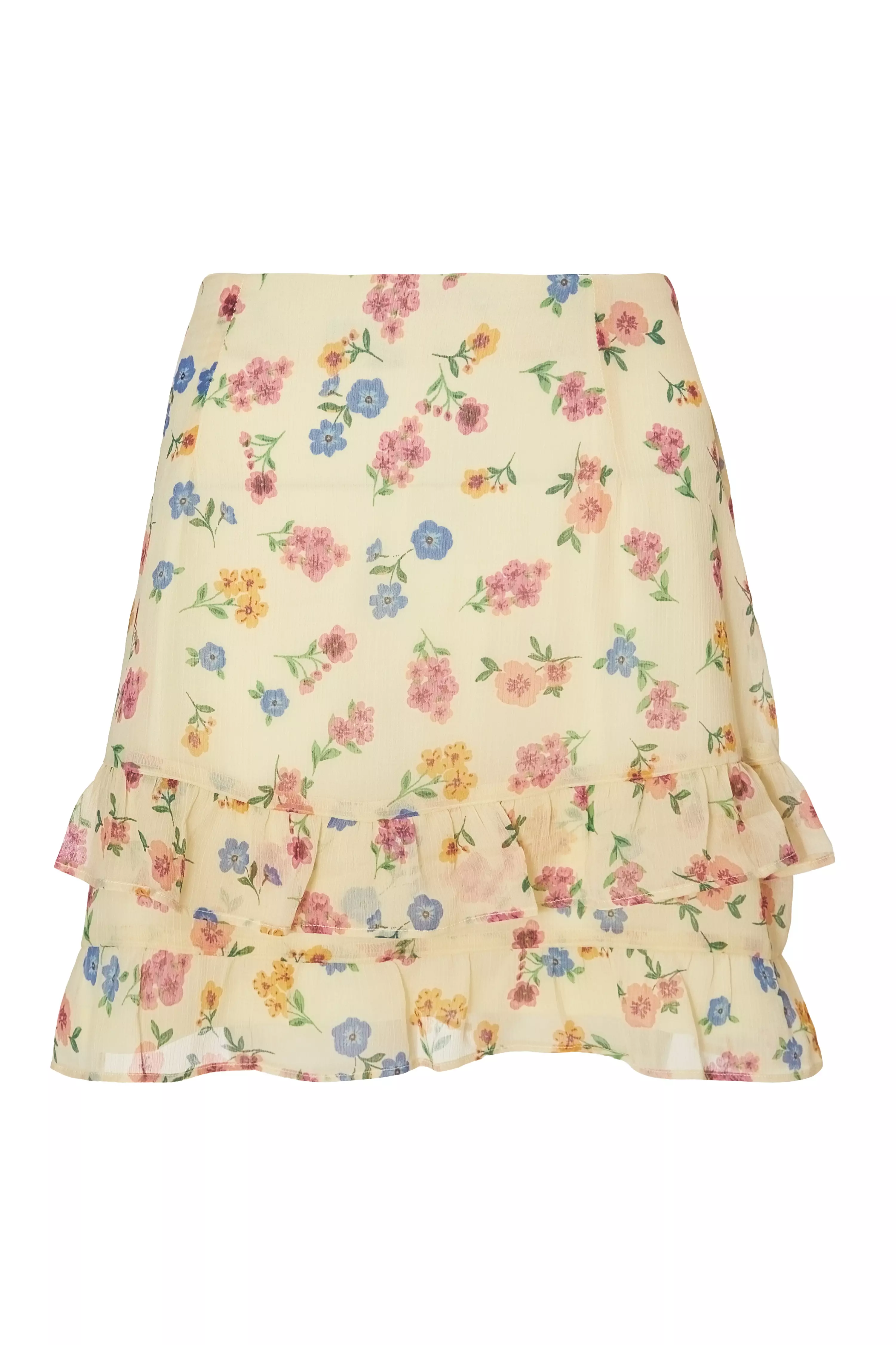 Yellow Floral Mini Skirt