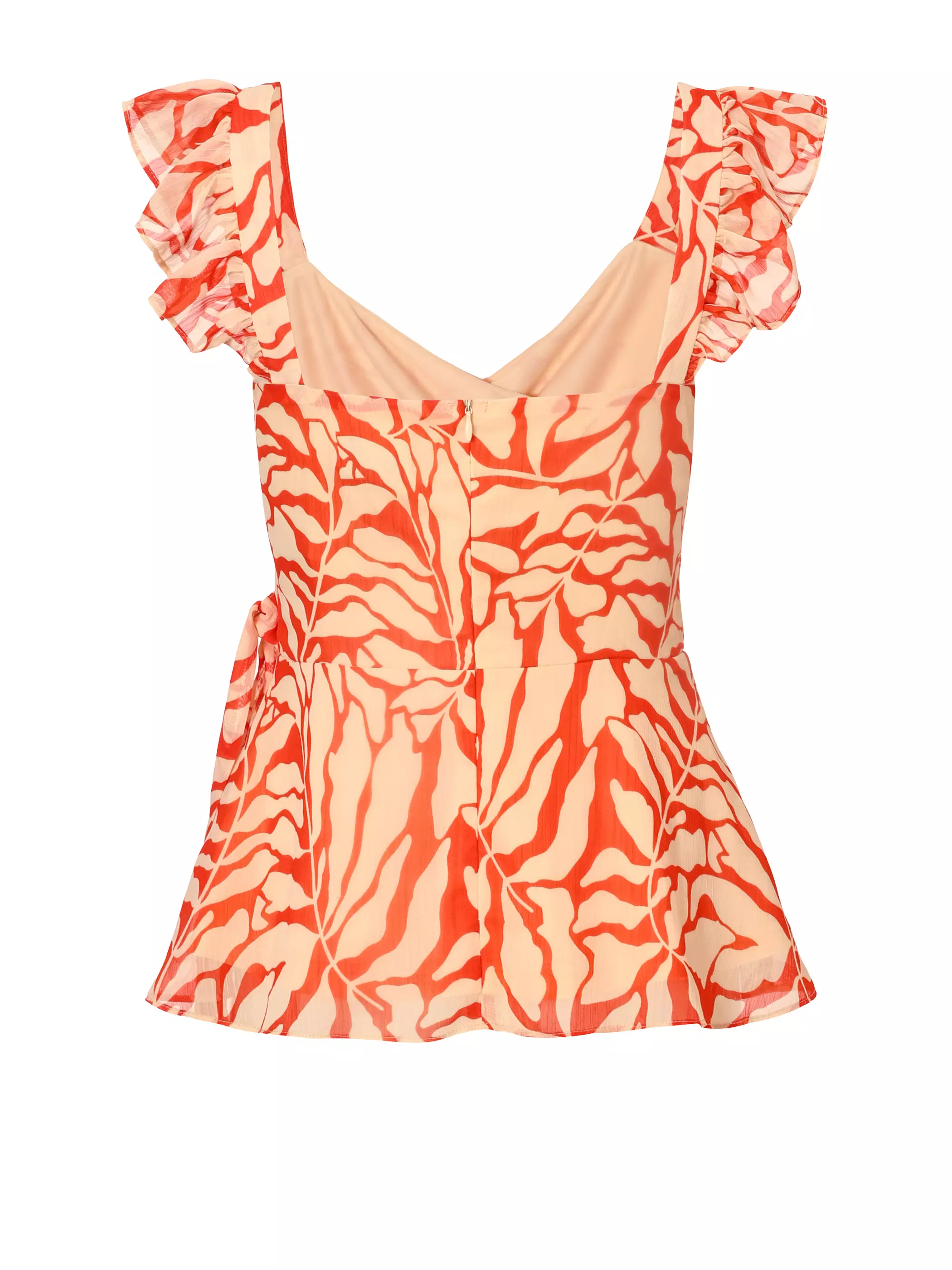 Red Chiffon Floral Tie Top
