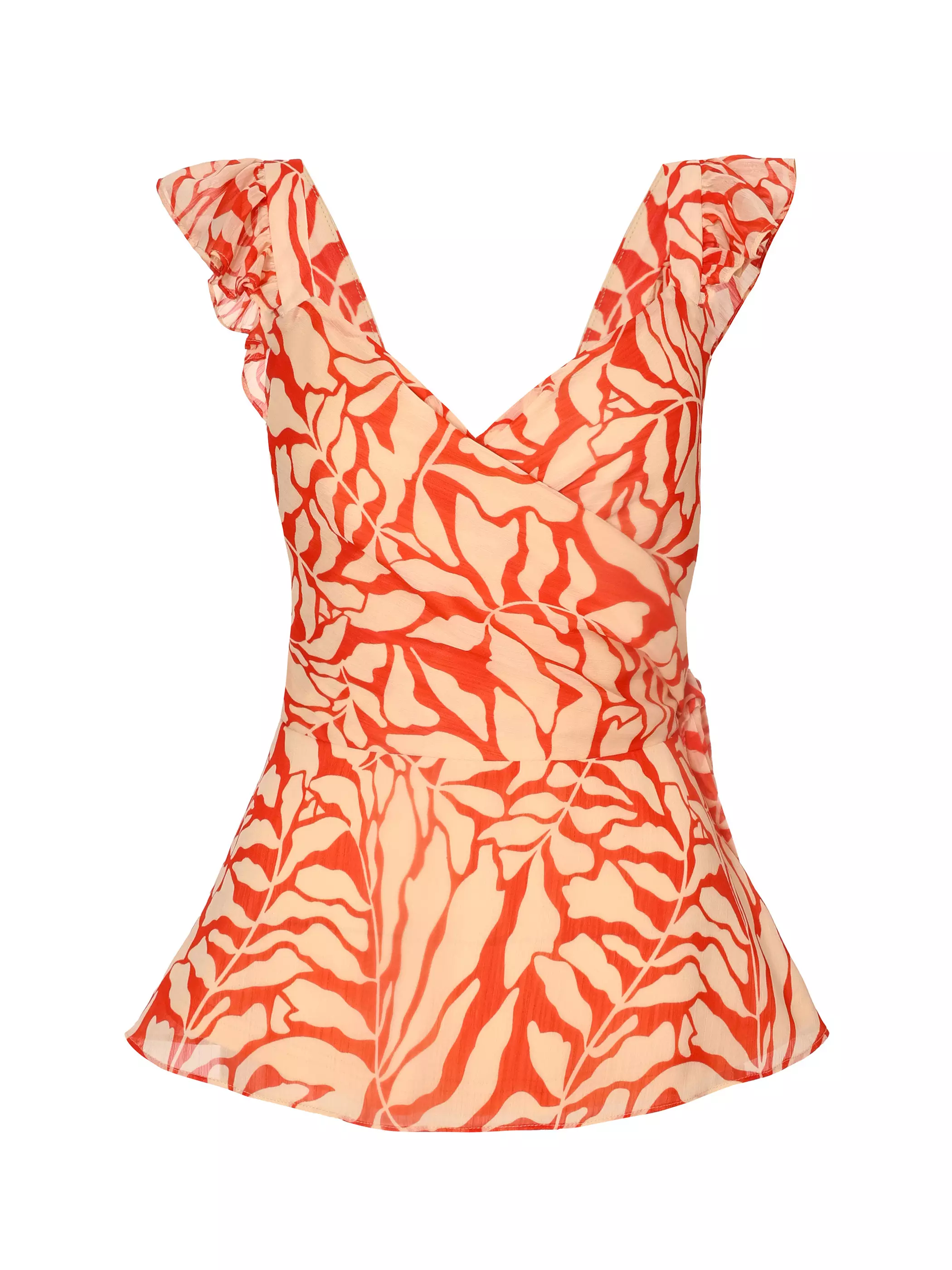 Red Chiffon Floral Tie Top
