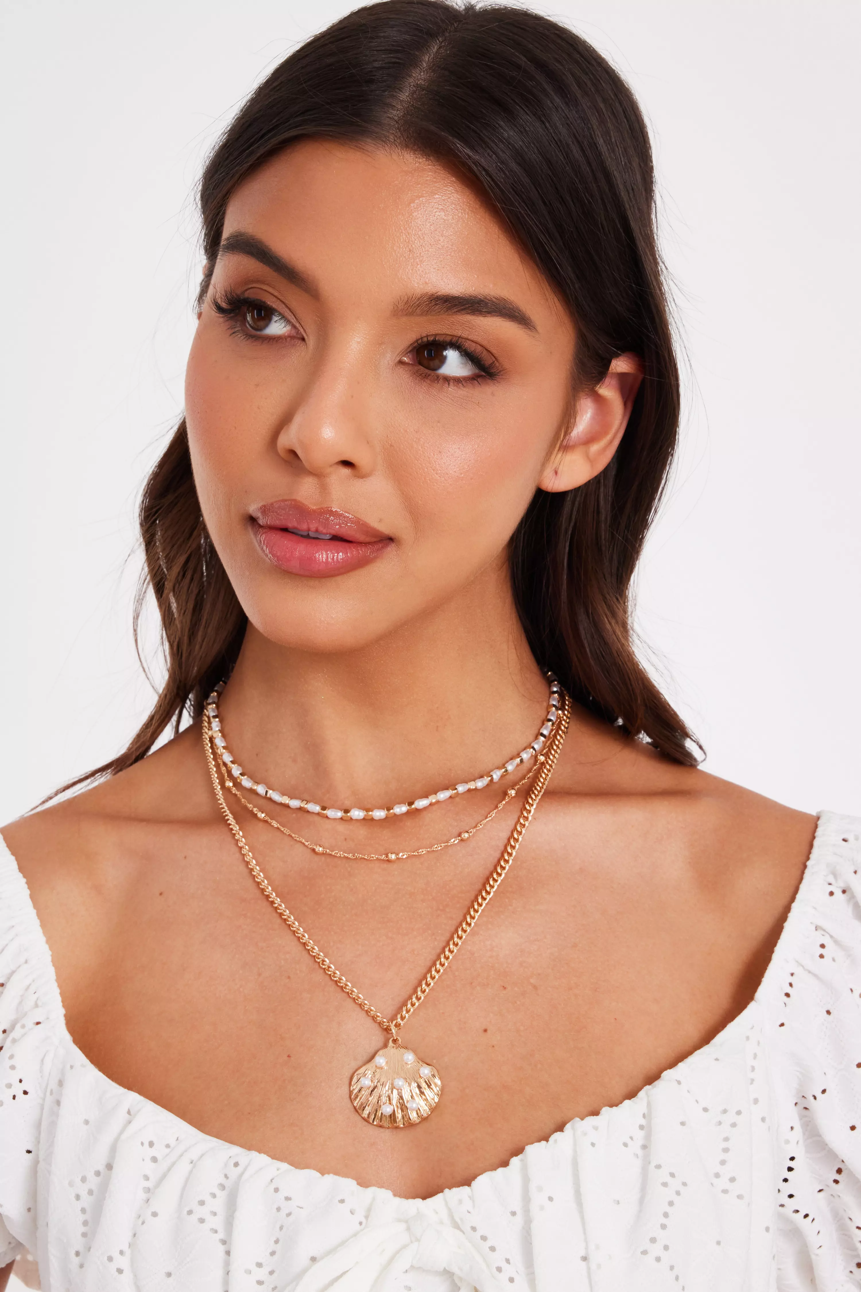 Gold Shell Drop Earrings