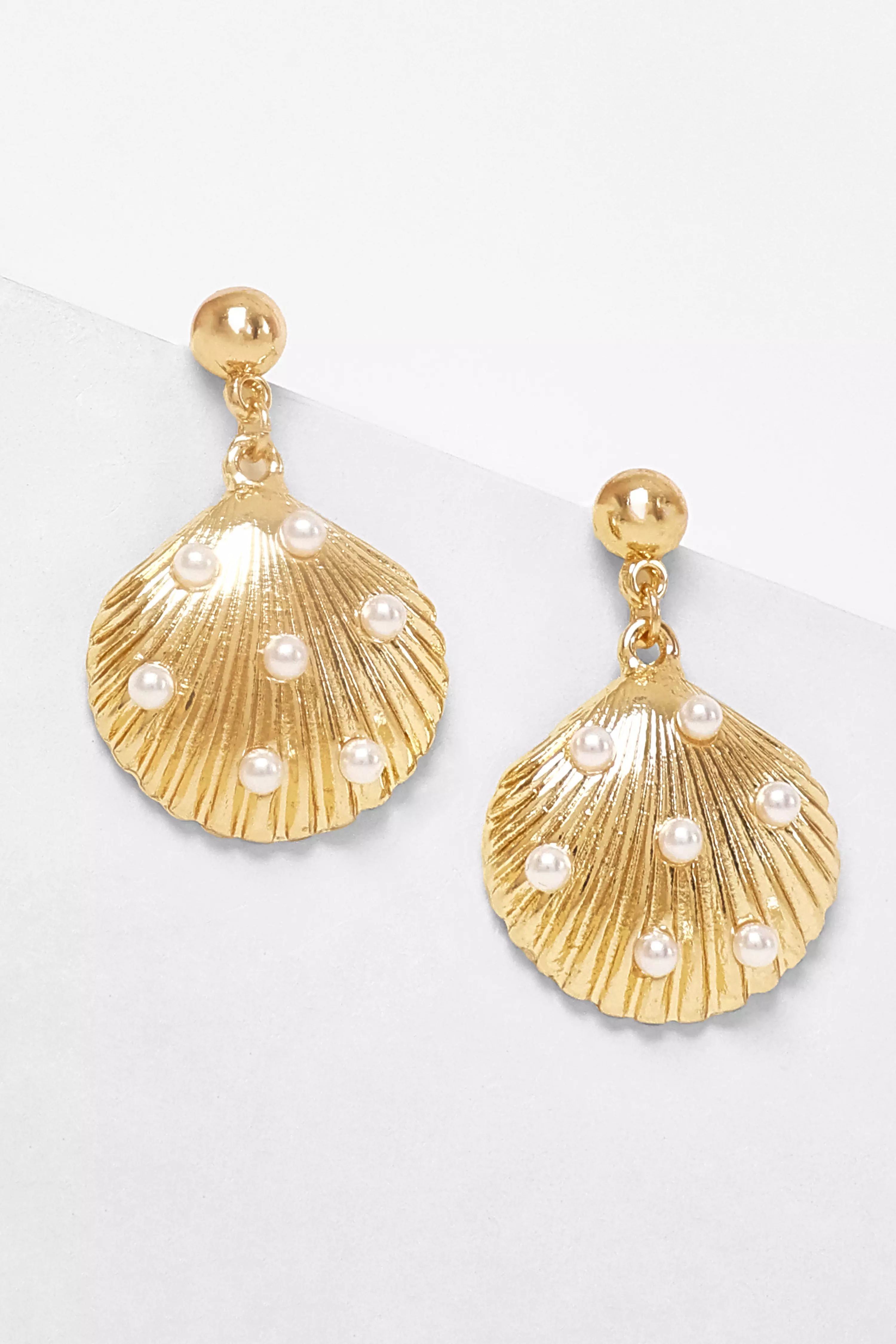 Gold Shell Drop Earrings