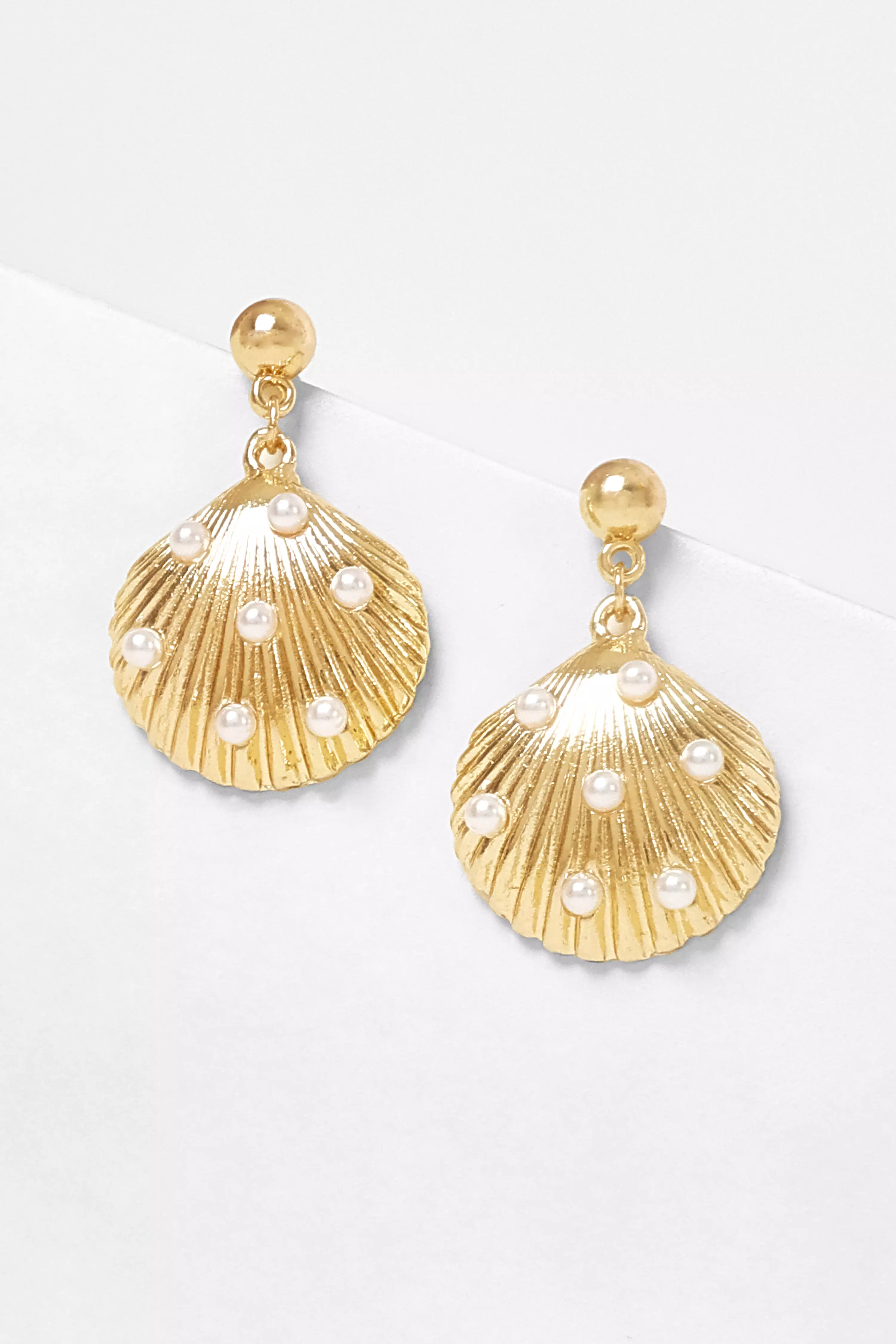 Gold Shell Drop Earrings
