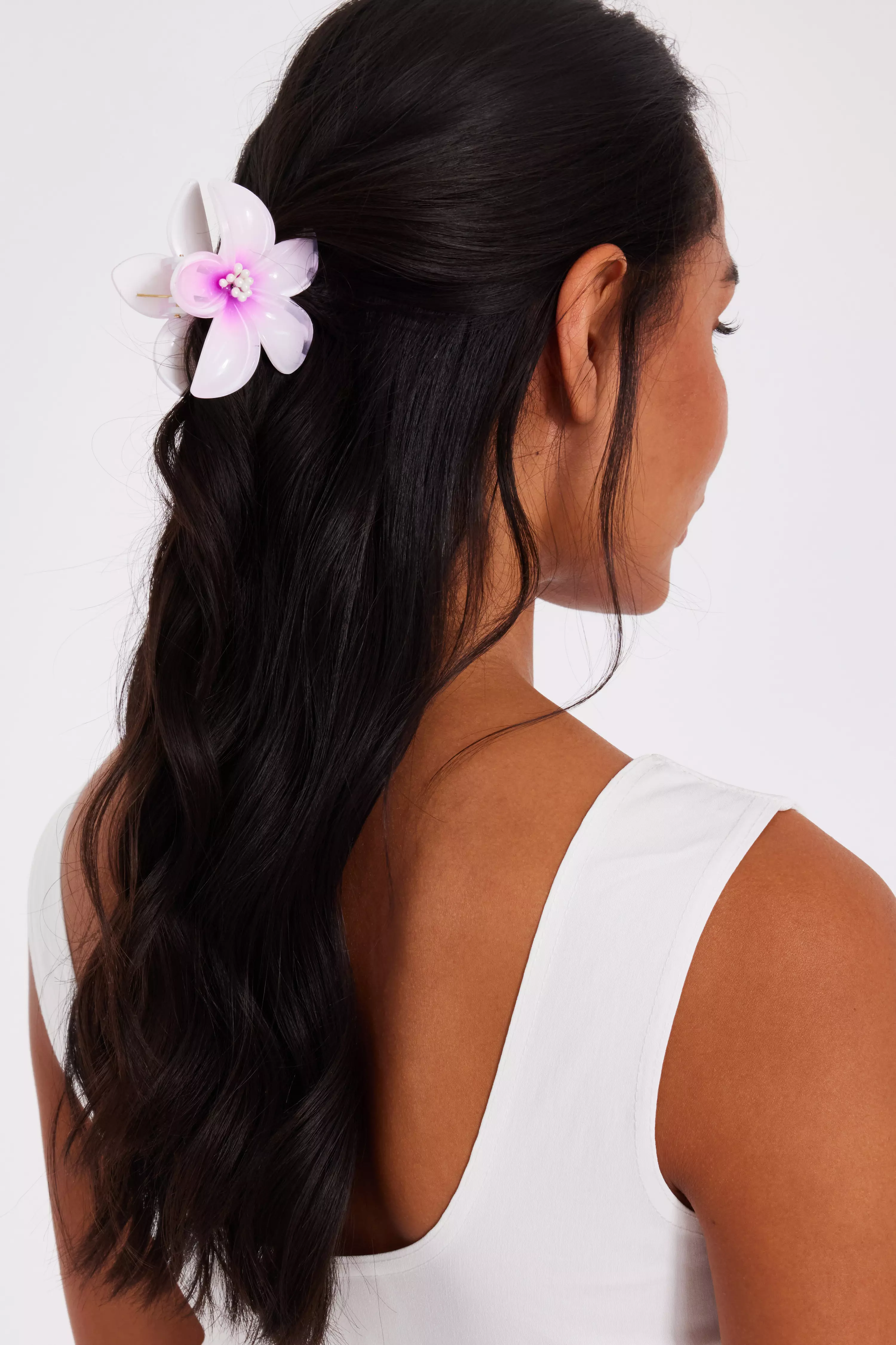Pink Flower Hair Claw Set