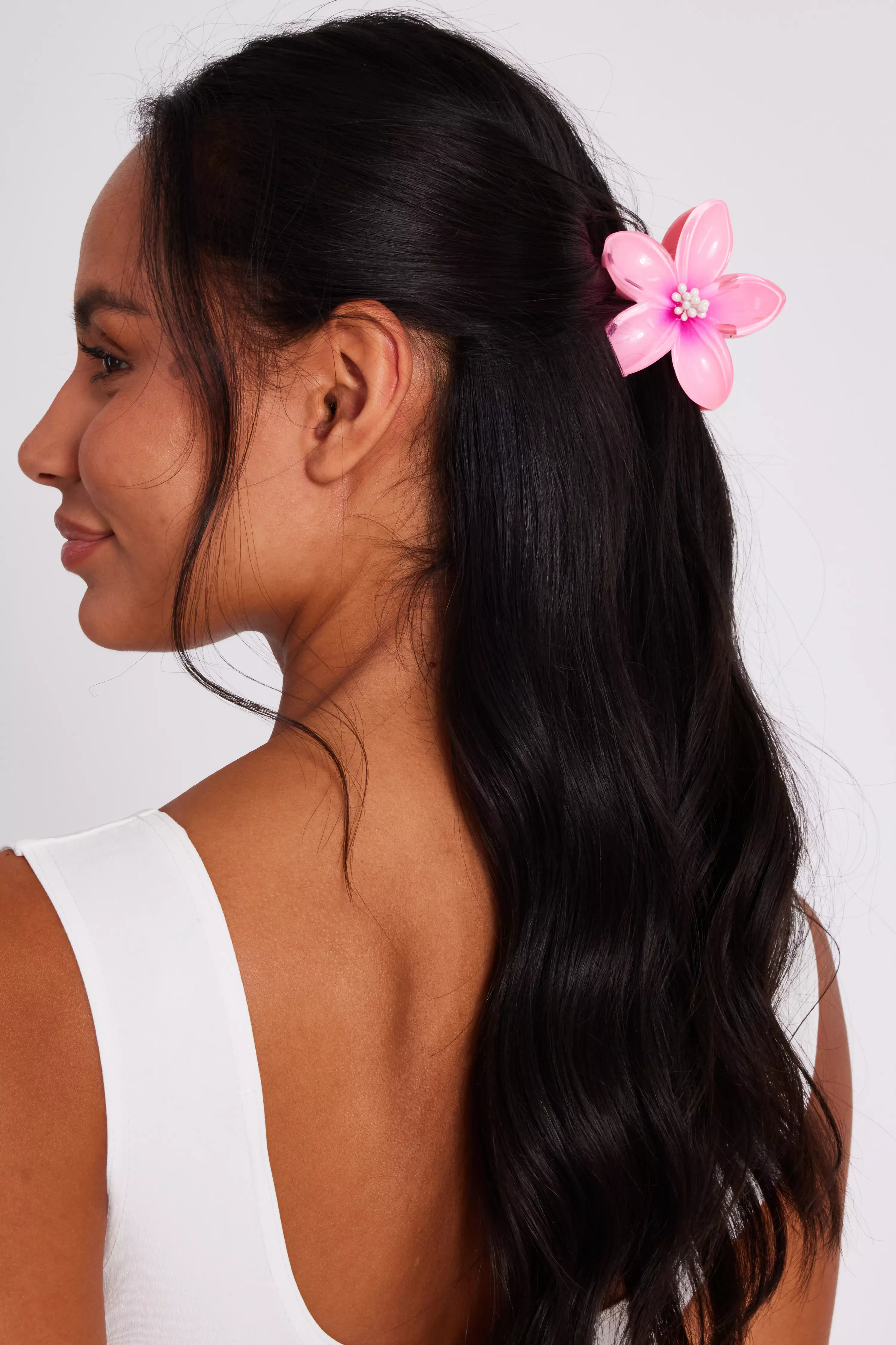 Pink Flower Hair Claw Set