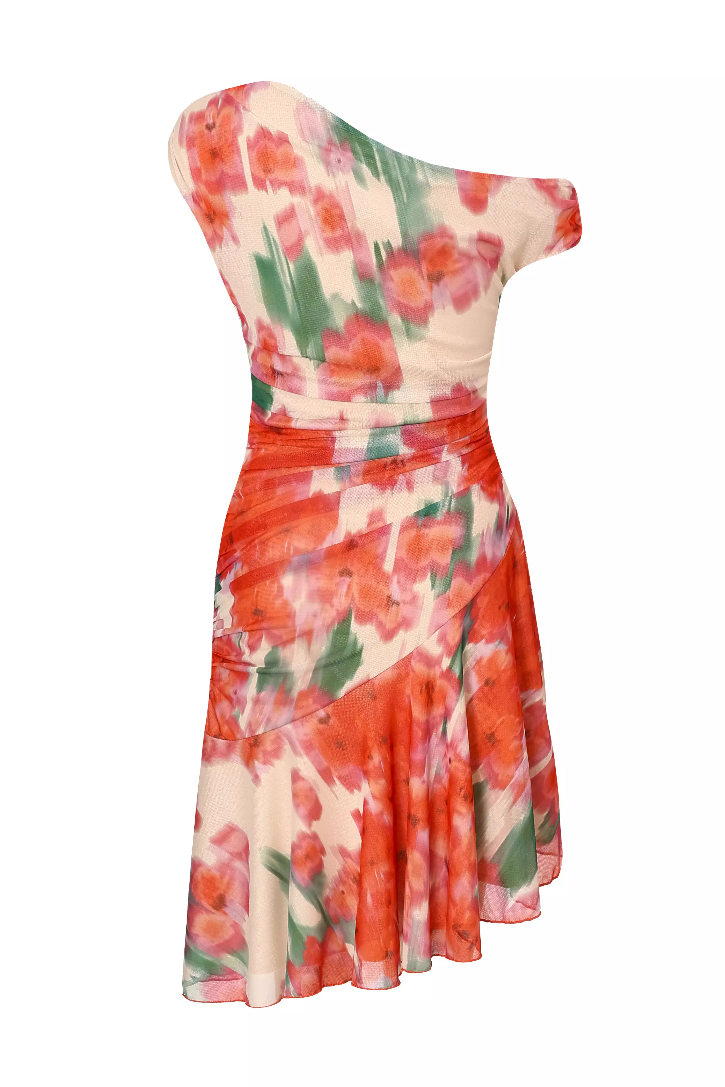 Red Mesh Floral Mini Dress