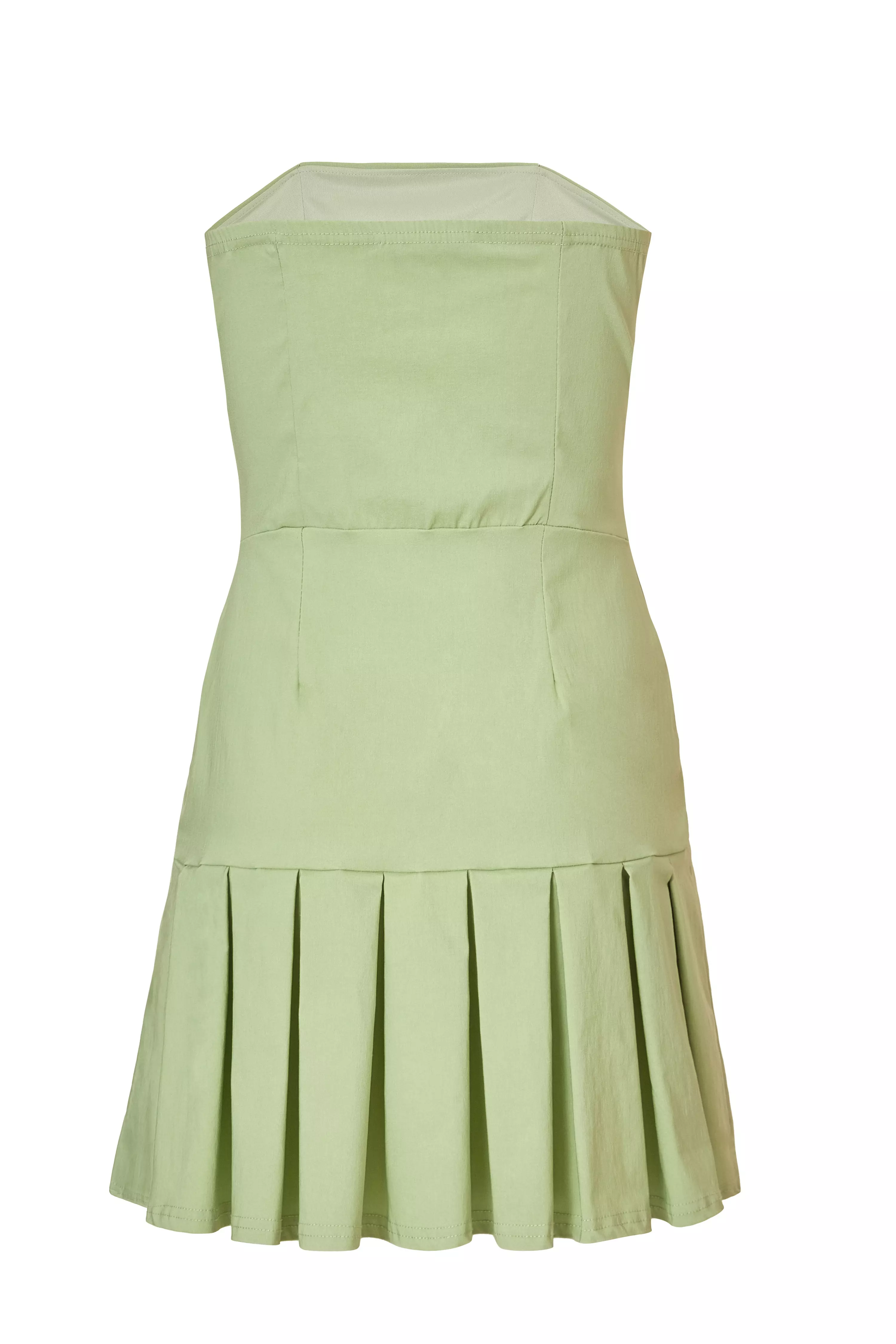 Sage Pleated Mini Dress