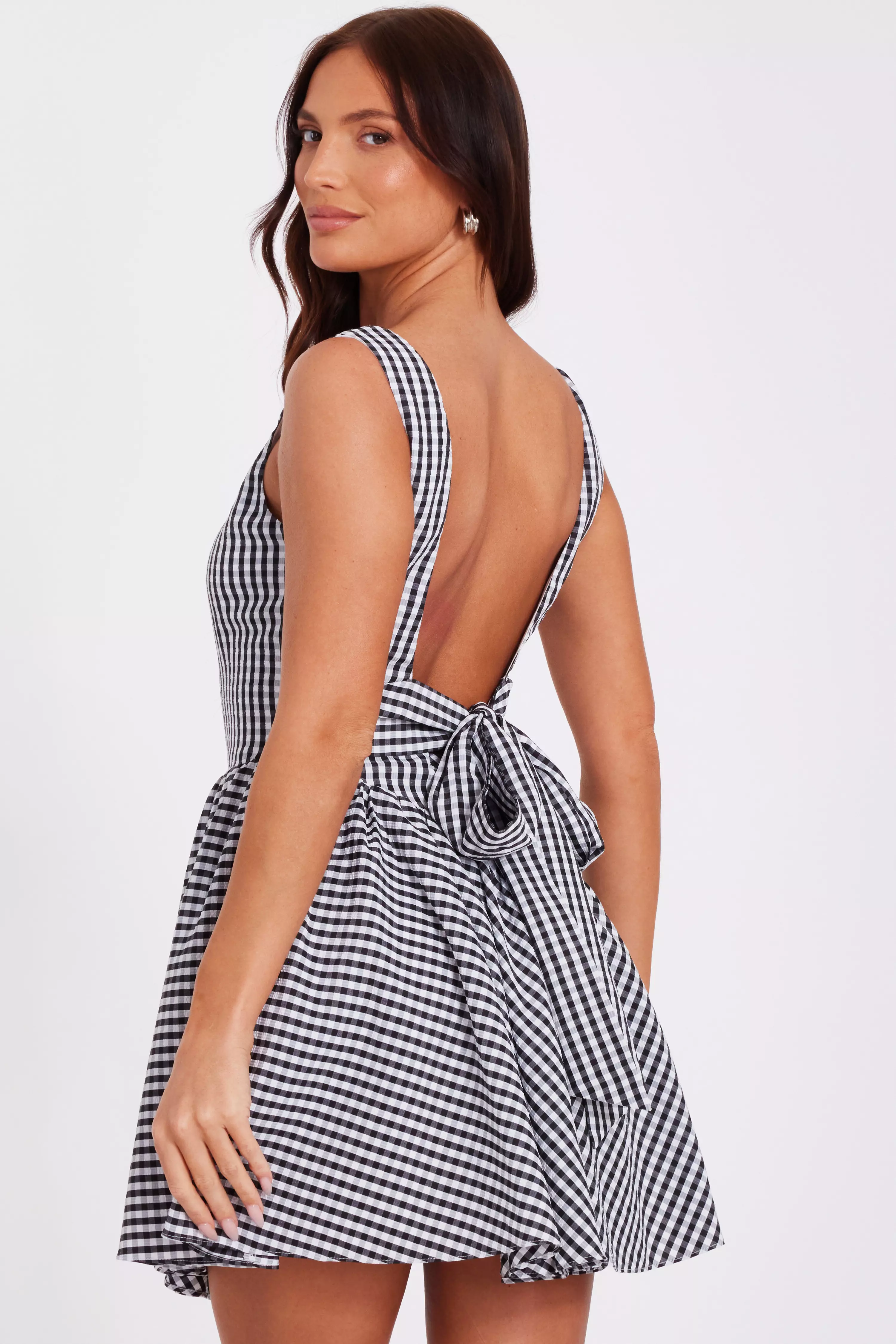Black Gingham Skater Dress