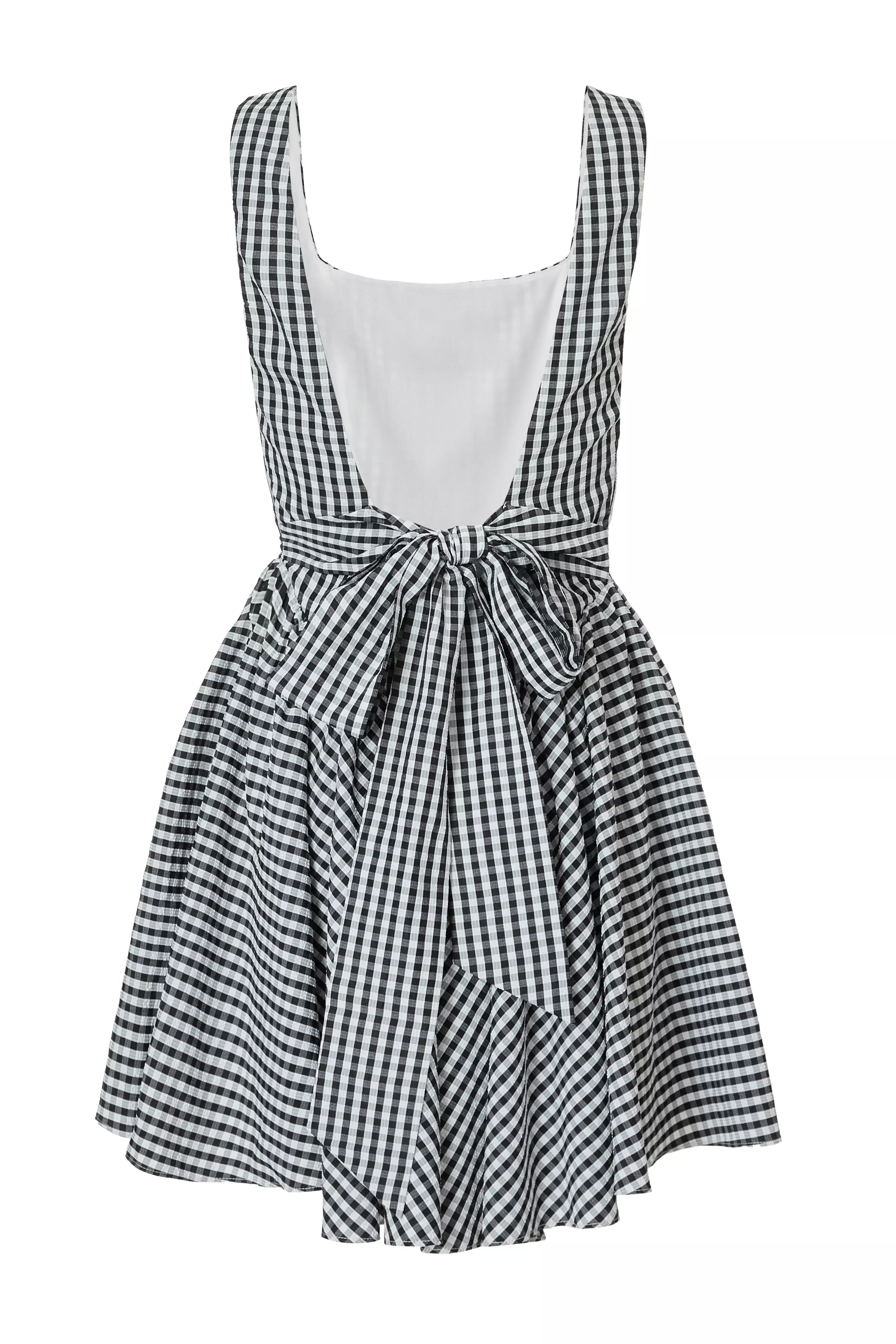 Black Gingham Skater Dress