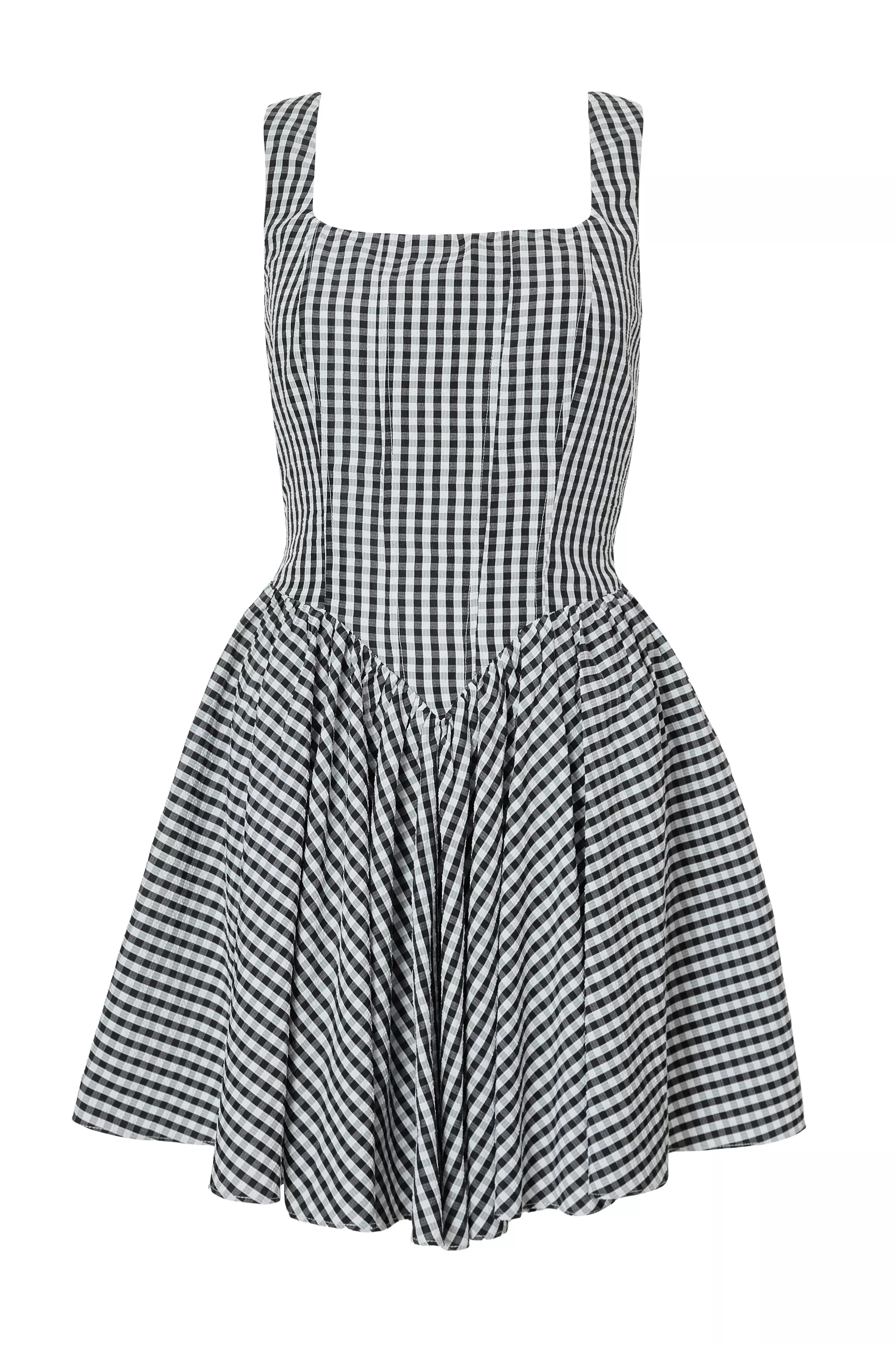Black Gingham Skater Dress