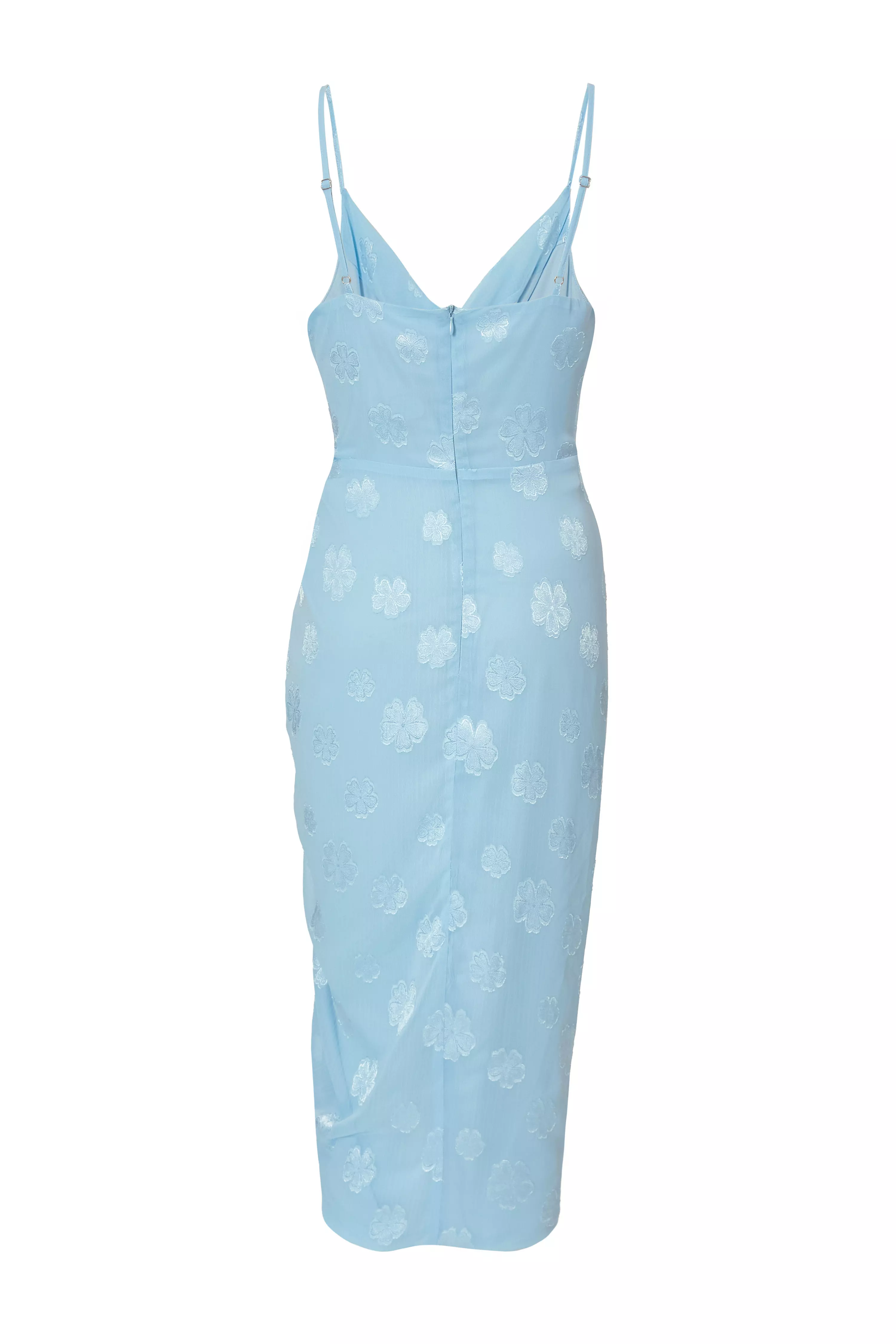 Blue Chiffon Floral Midi Dress