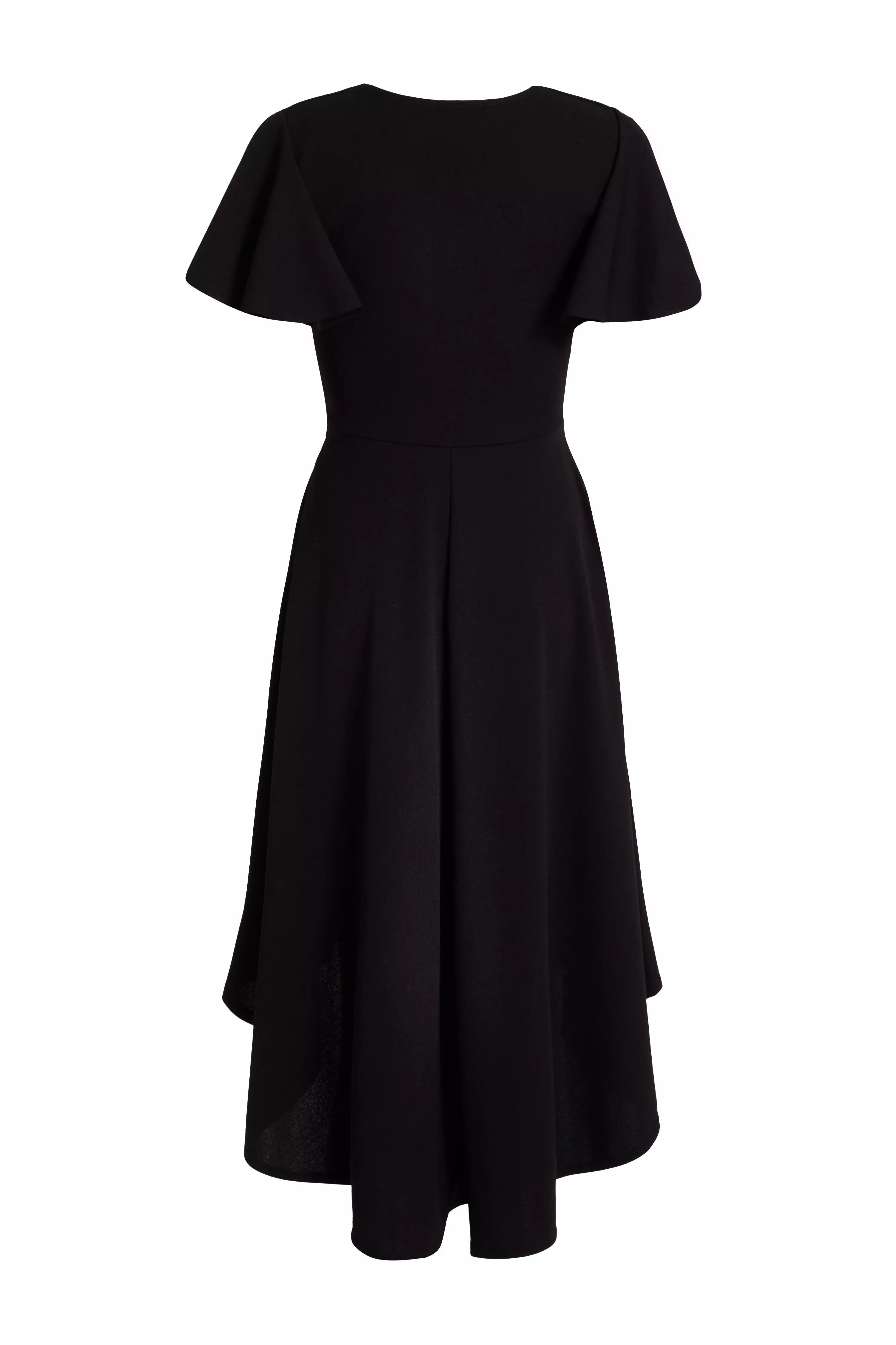 Black Dip Hem Midi Dress