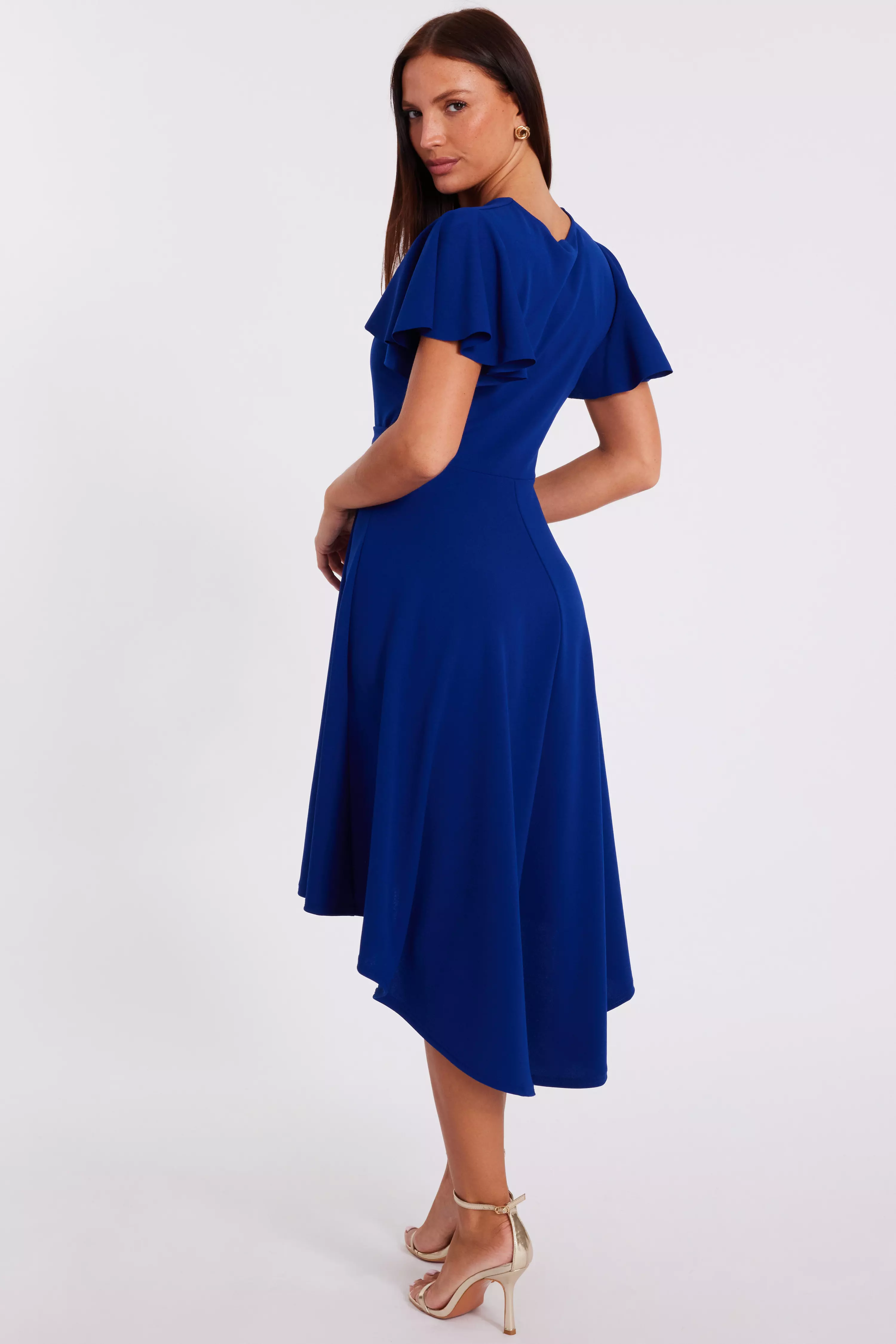 Royal Blue Dip Hem Midi Dress
