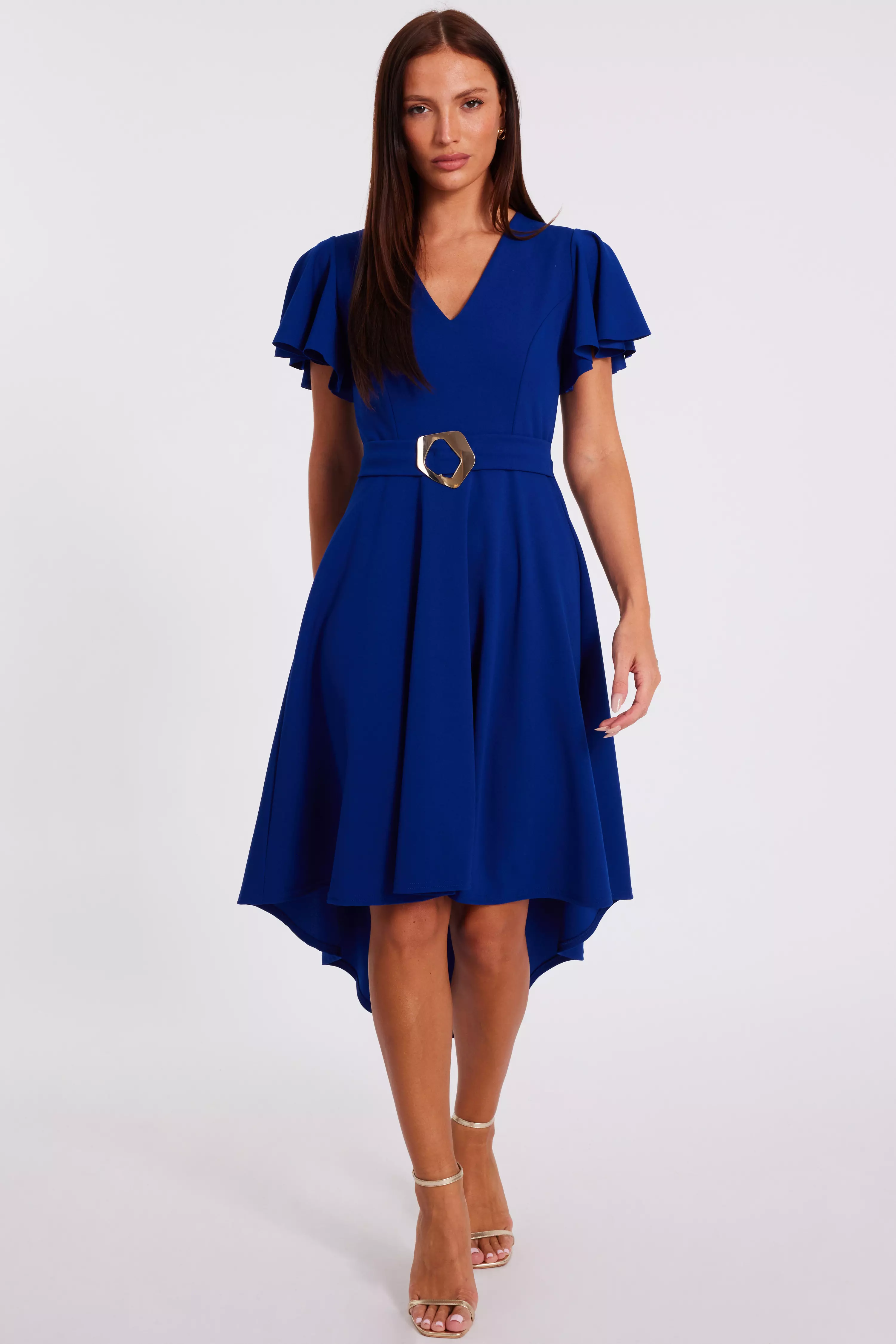 Royal Blue Dip Hem Midi Dress