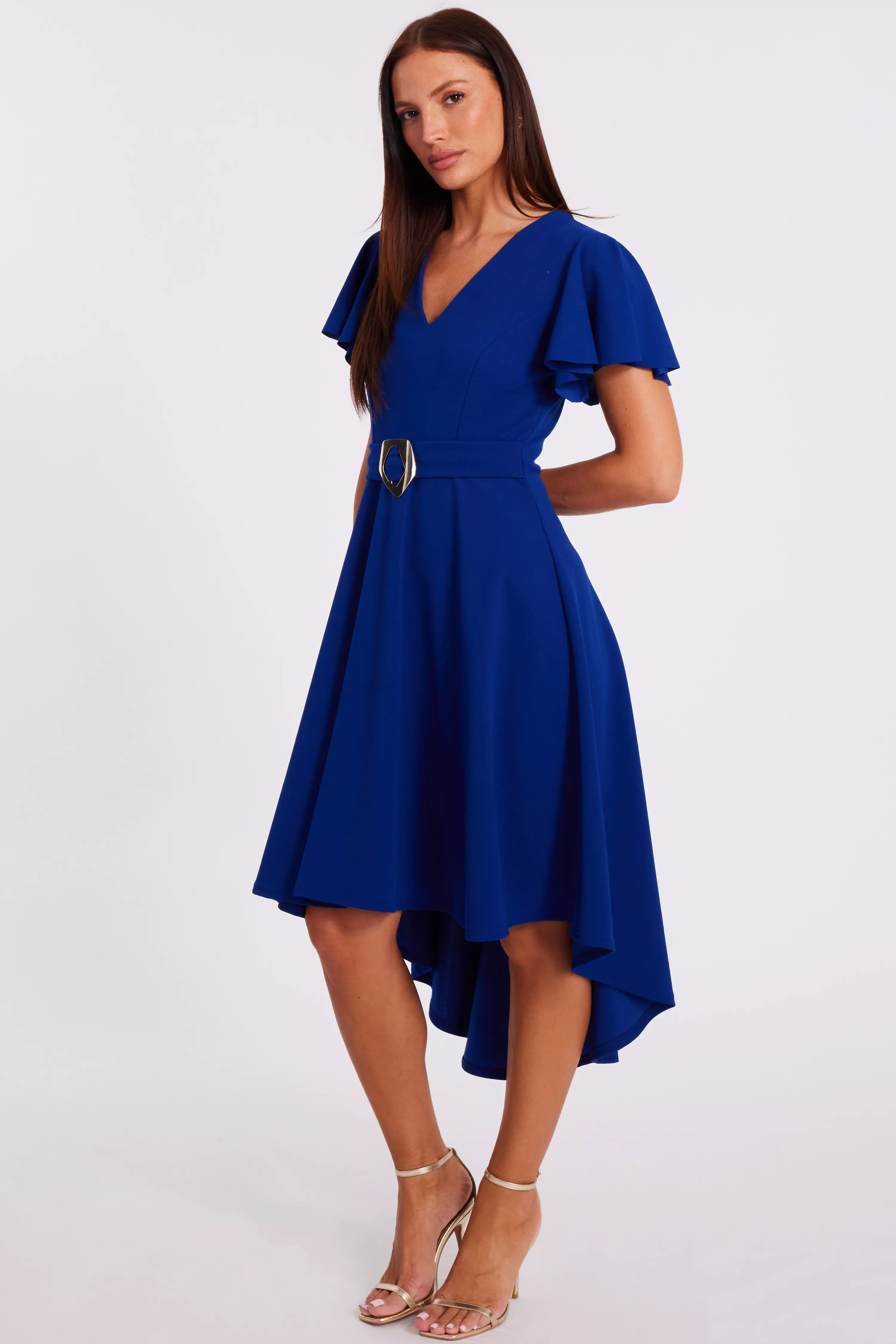 Royal Blue Dip Hem Midi Dress