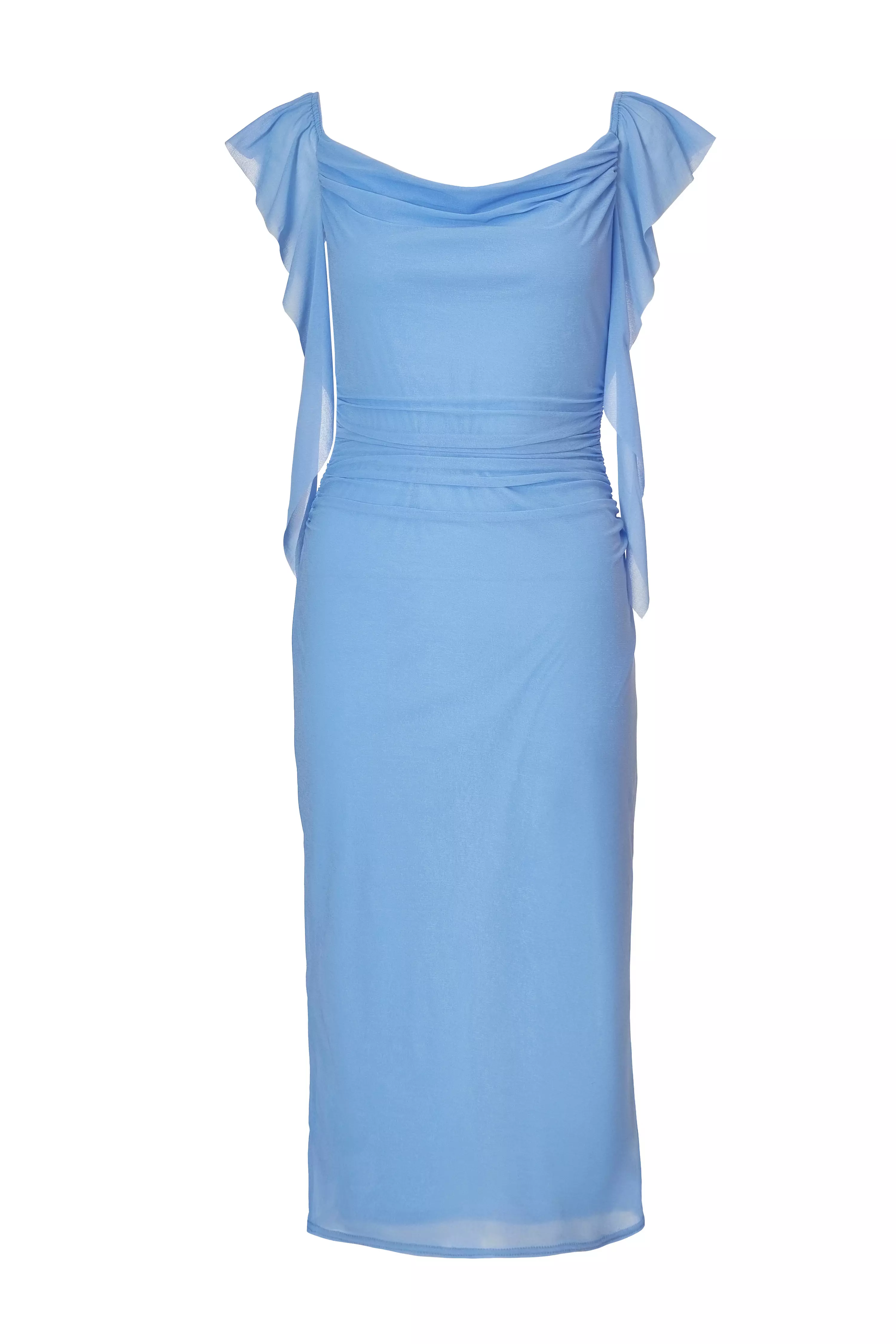 Blue Frill Midi Dress