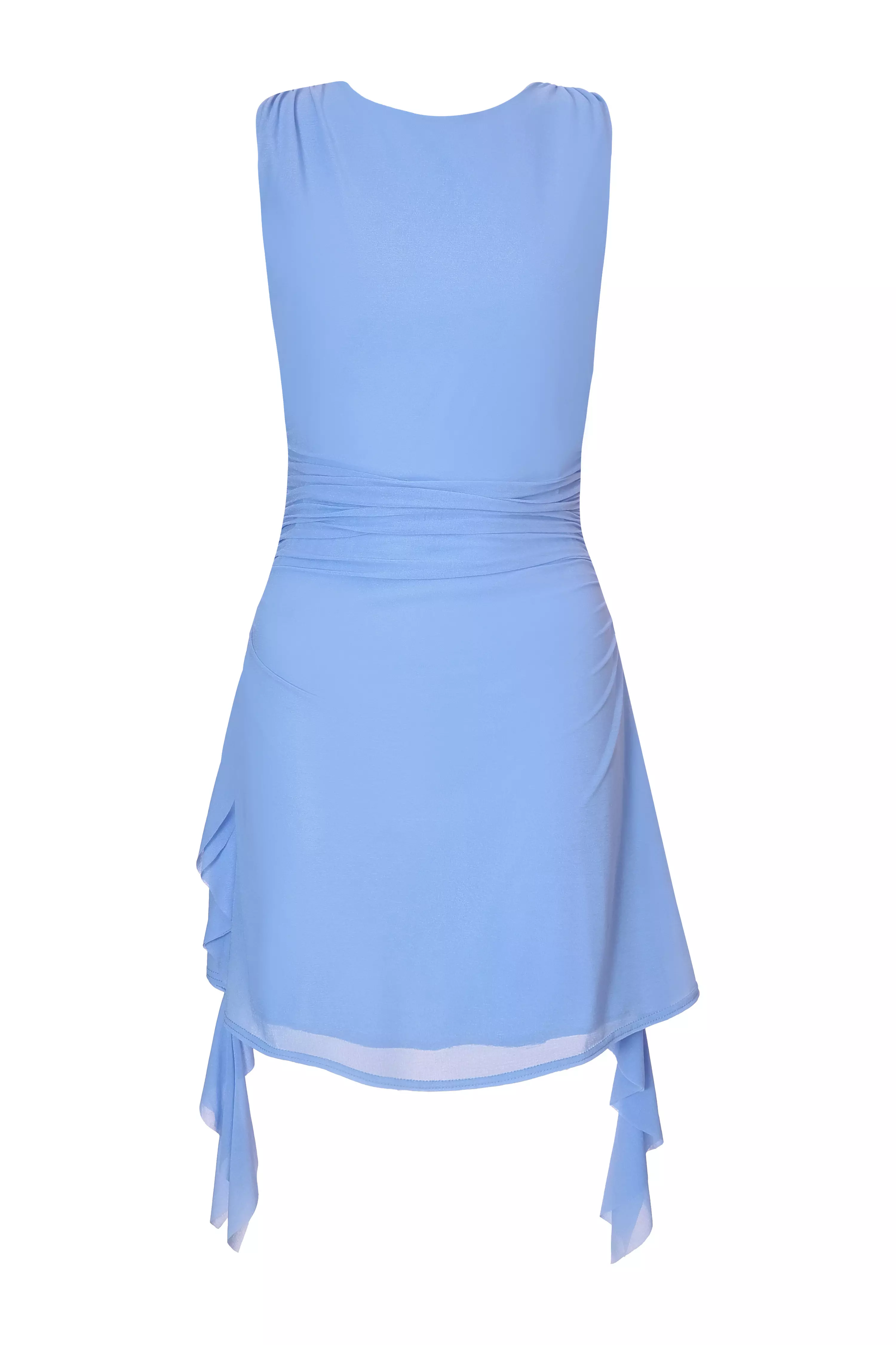 Blue Frill Mini Dress