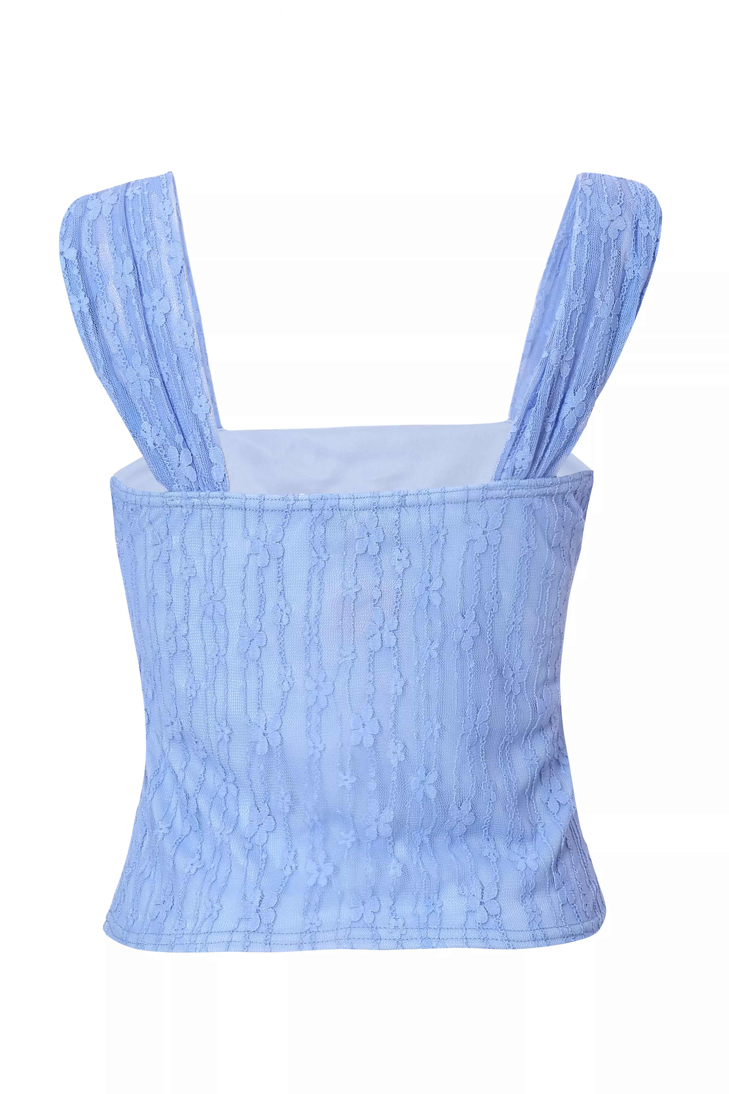 Blue Floral Lace Tank Top
