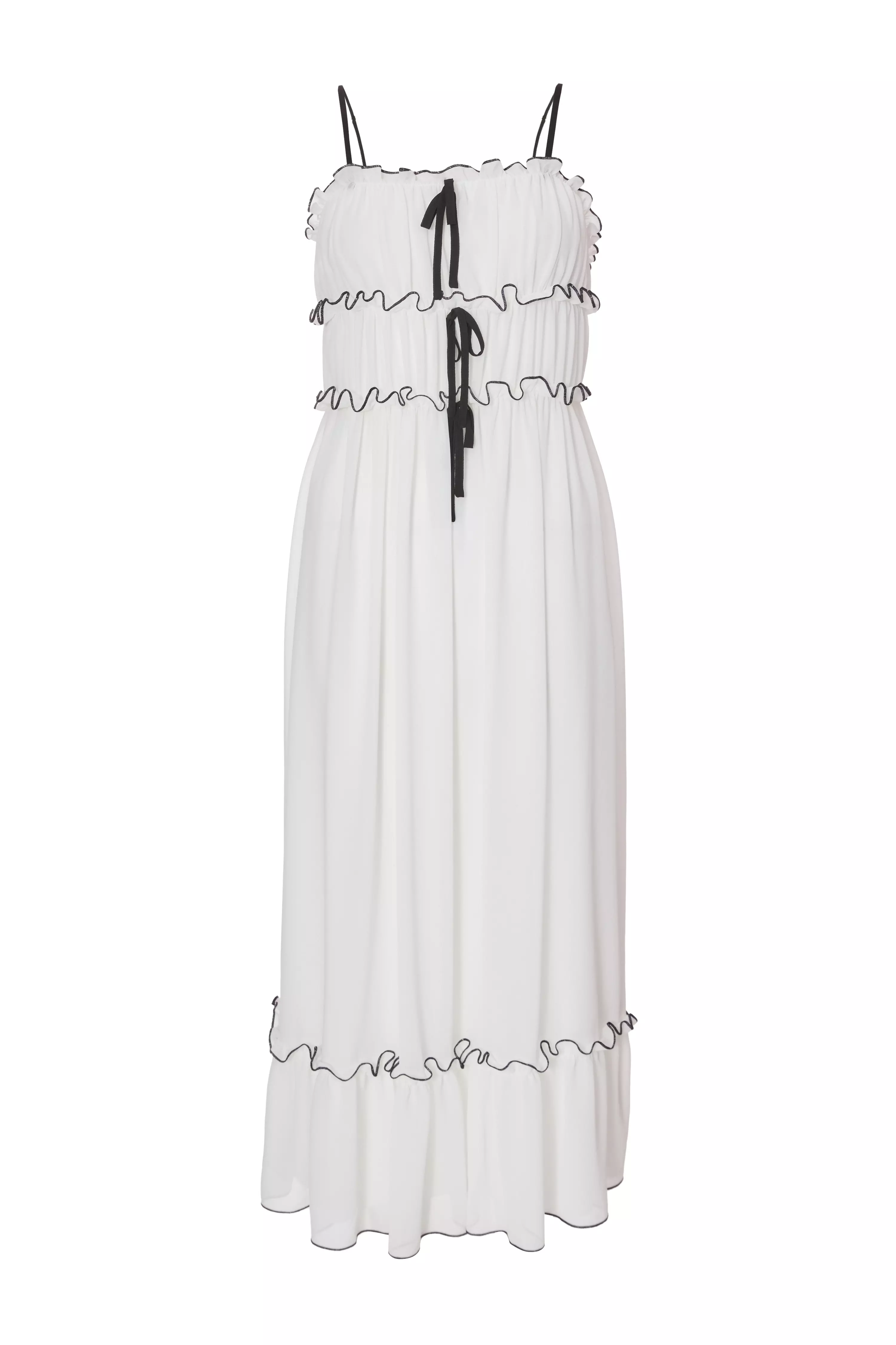 Petite White Chiffon Strappy Midaxi Dress