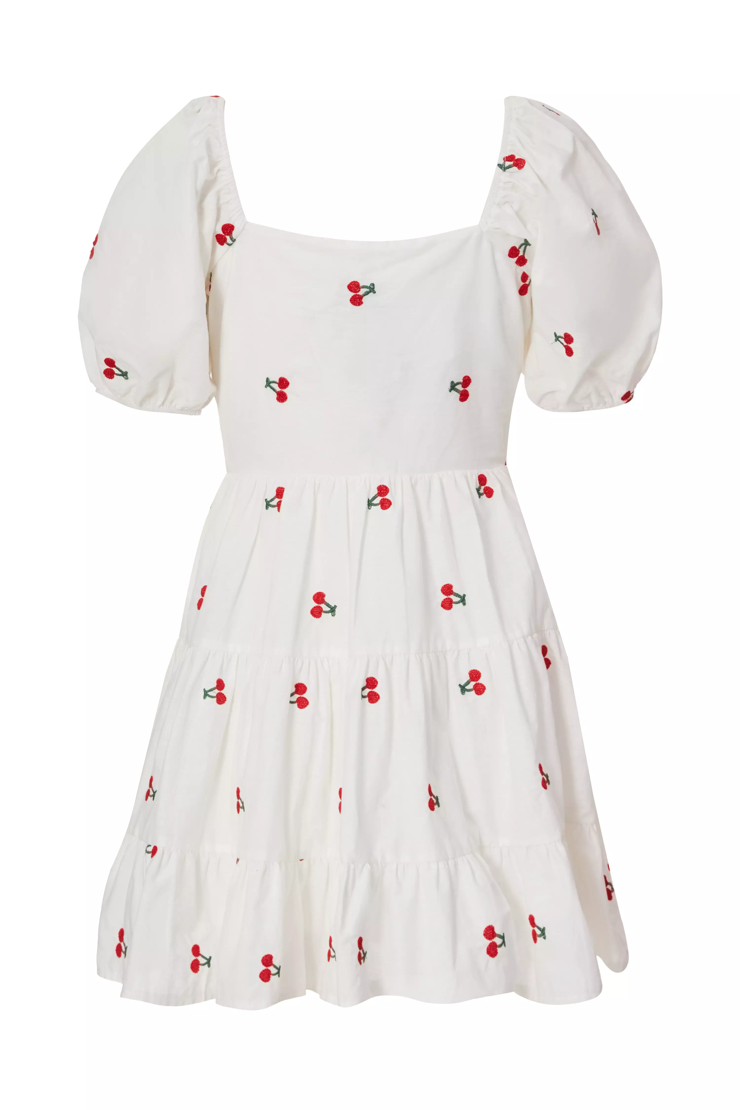 Petite White Cherry Print Skater Dress