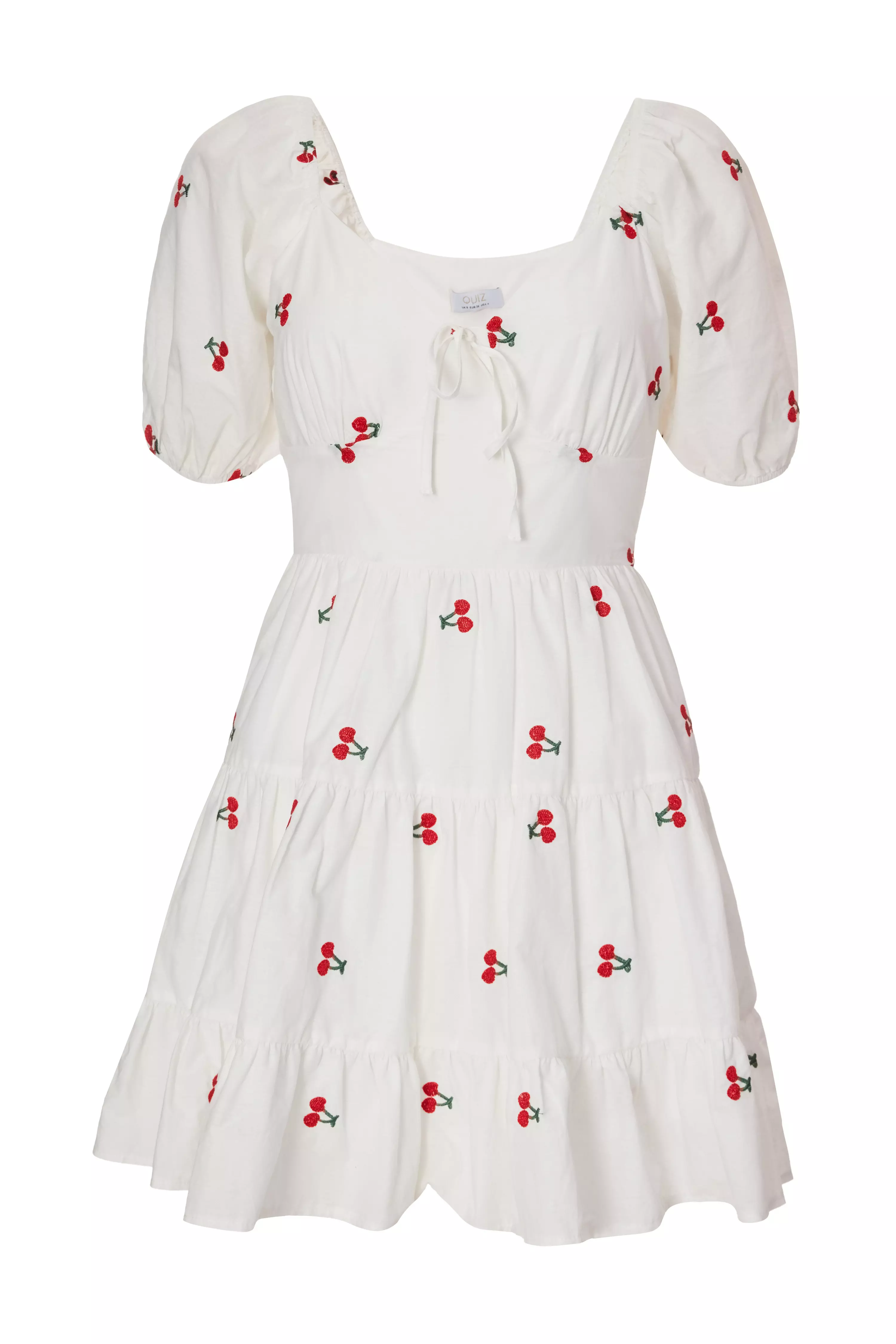 Petite White Cherry Print Skater Dress