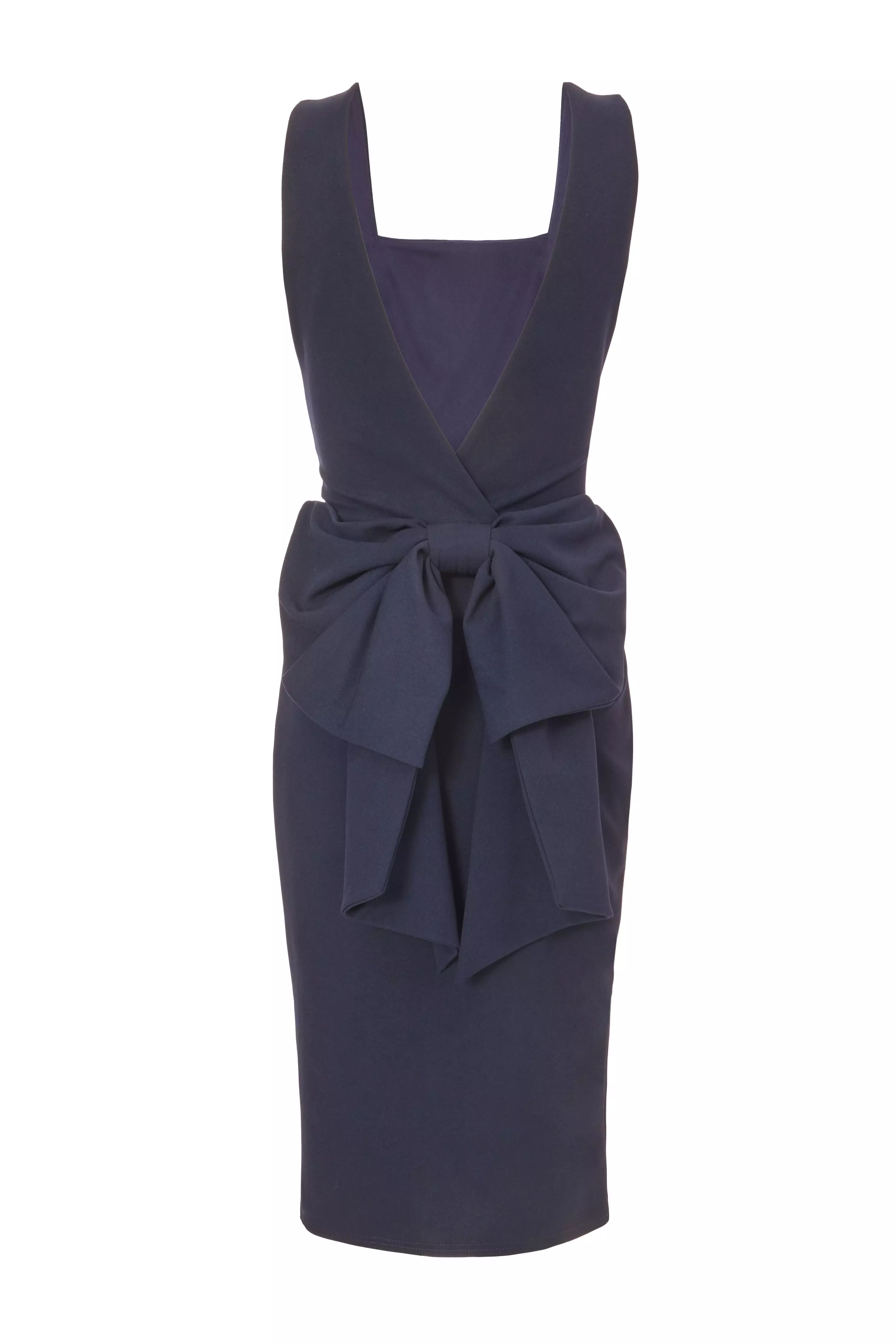 Petite Navy Bow Back Midi Dress