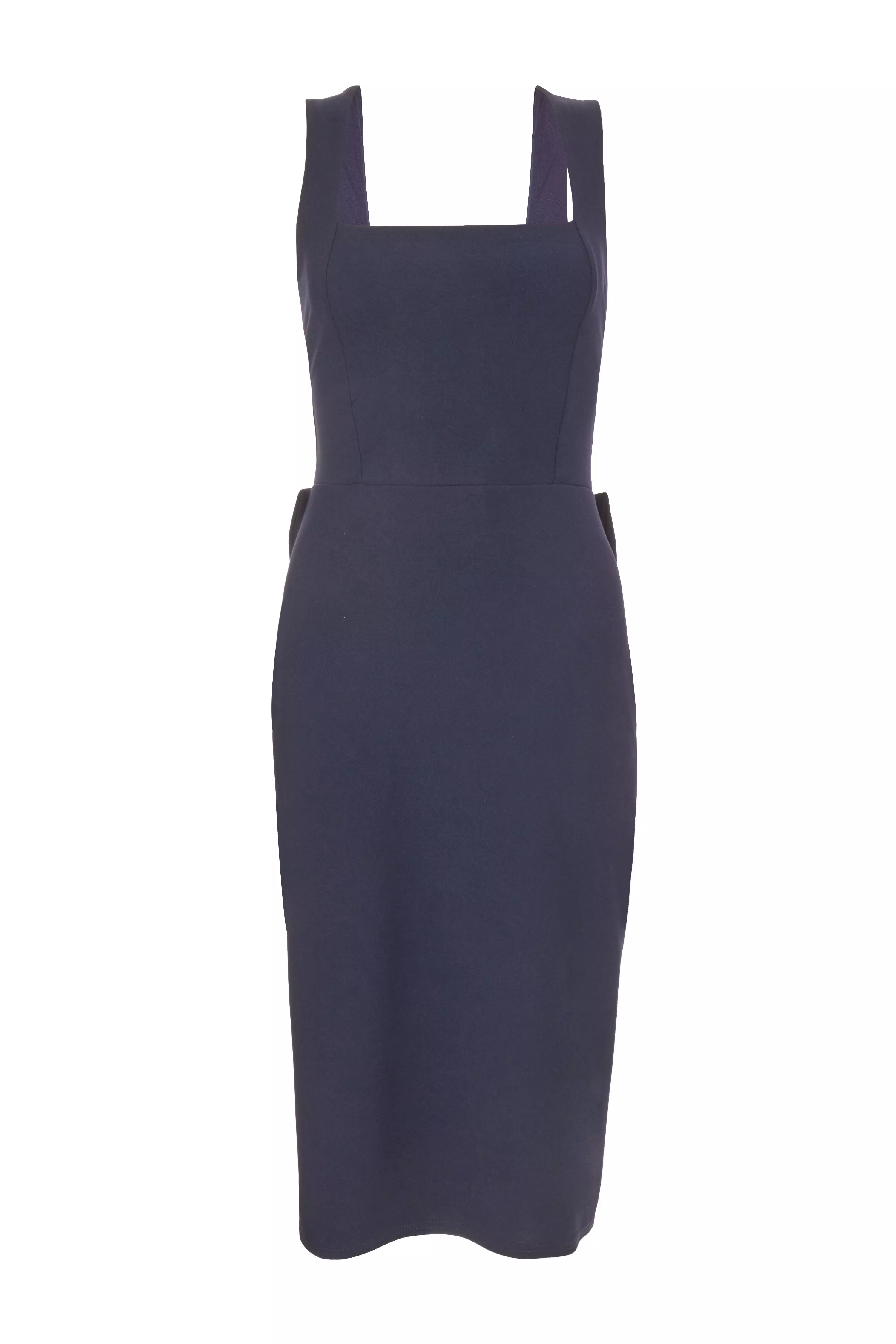 Petite Navy Bow Back Midi Dress