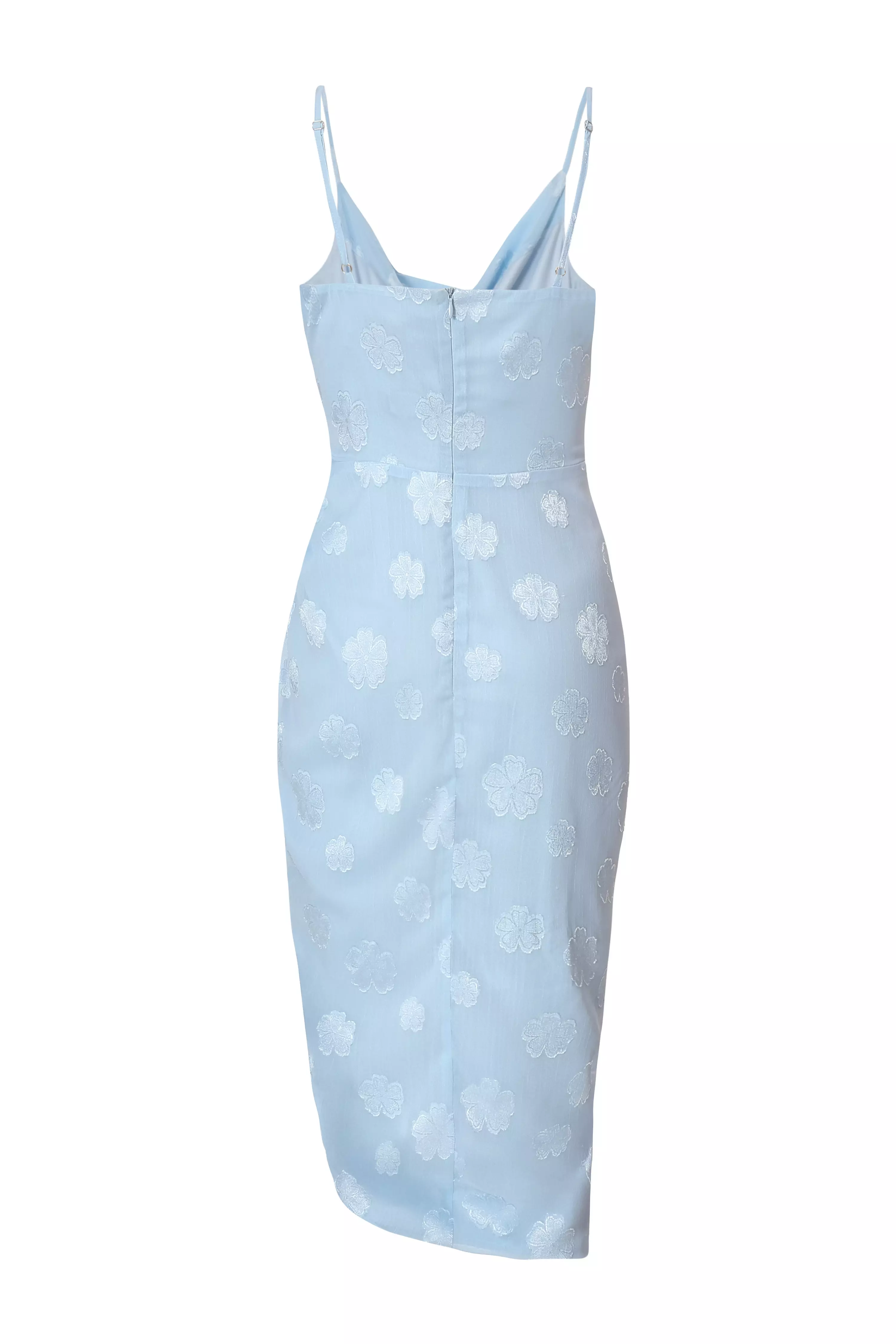 Petite Blue Chiffon Floral Midi Dress