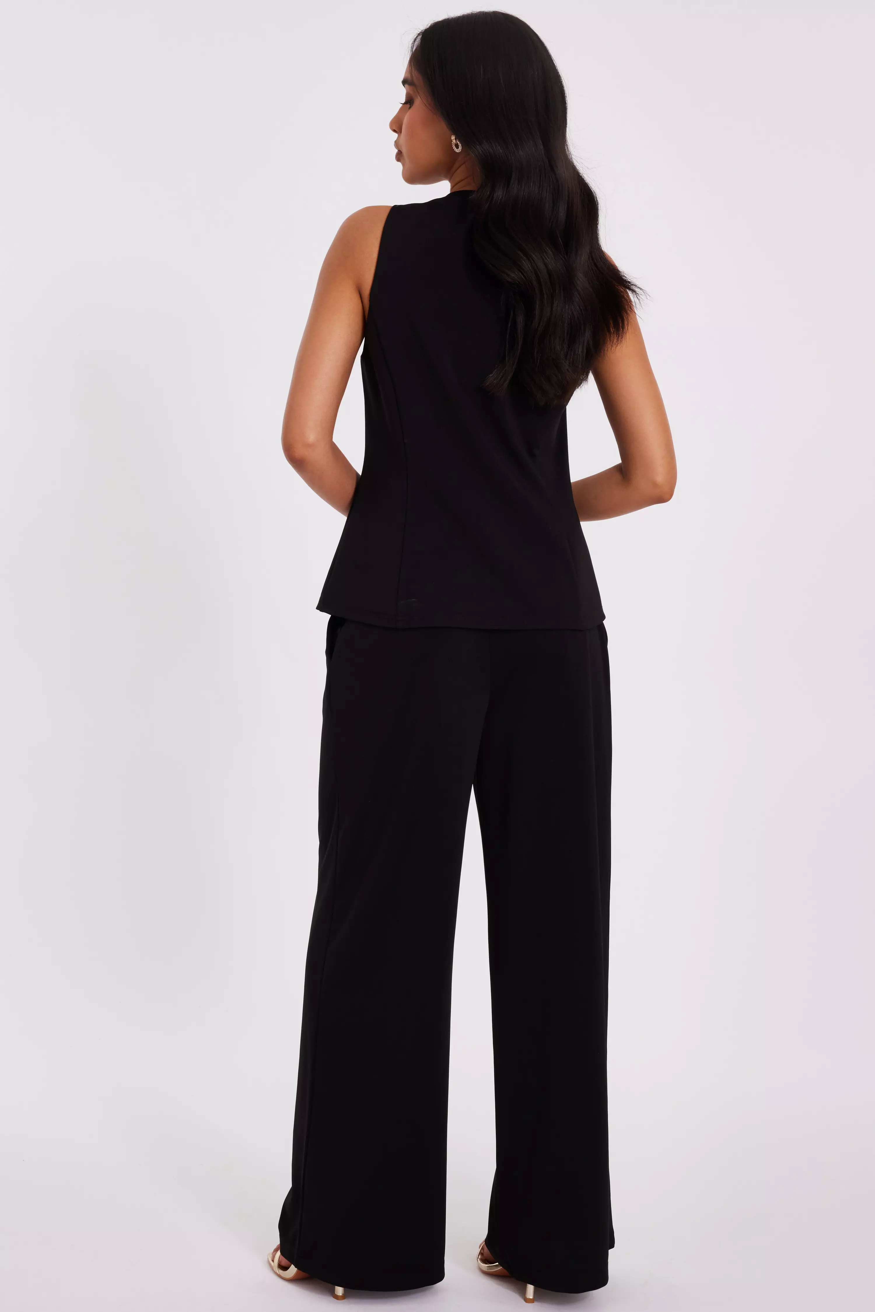 Petite Black Button Front Waistcoat