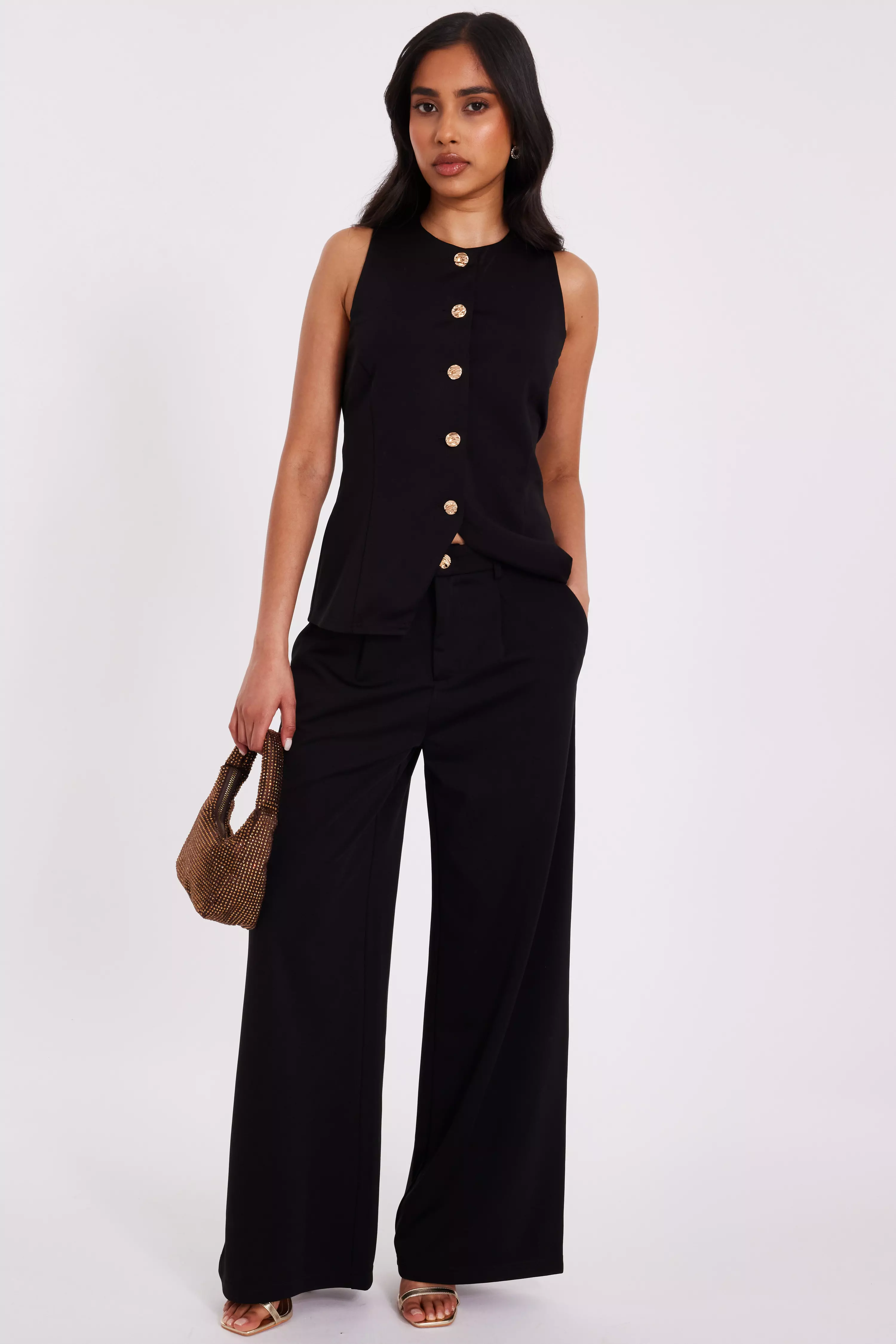 Petite Black Wide Leg Trousers