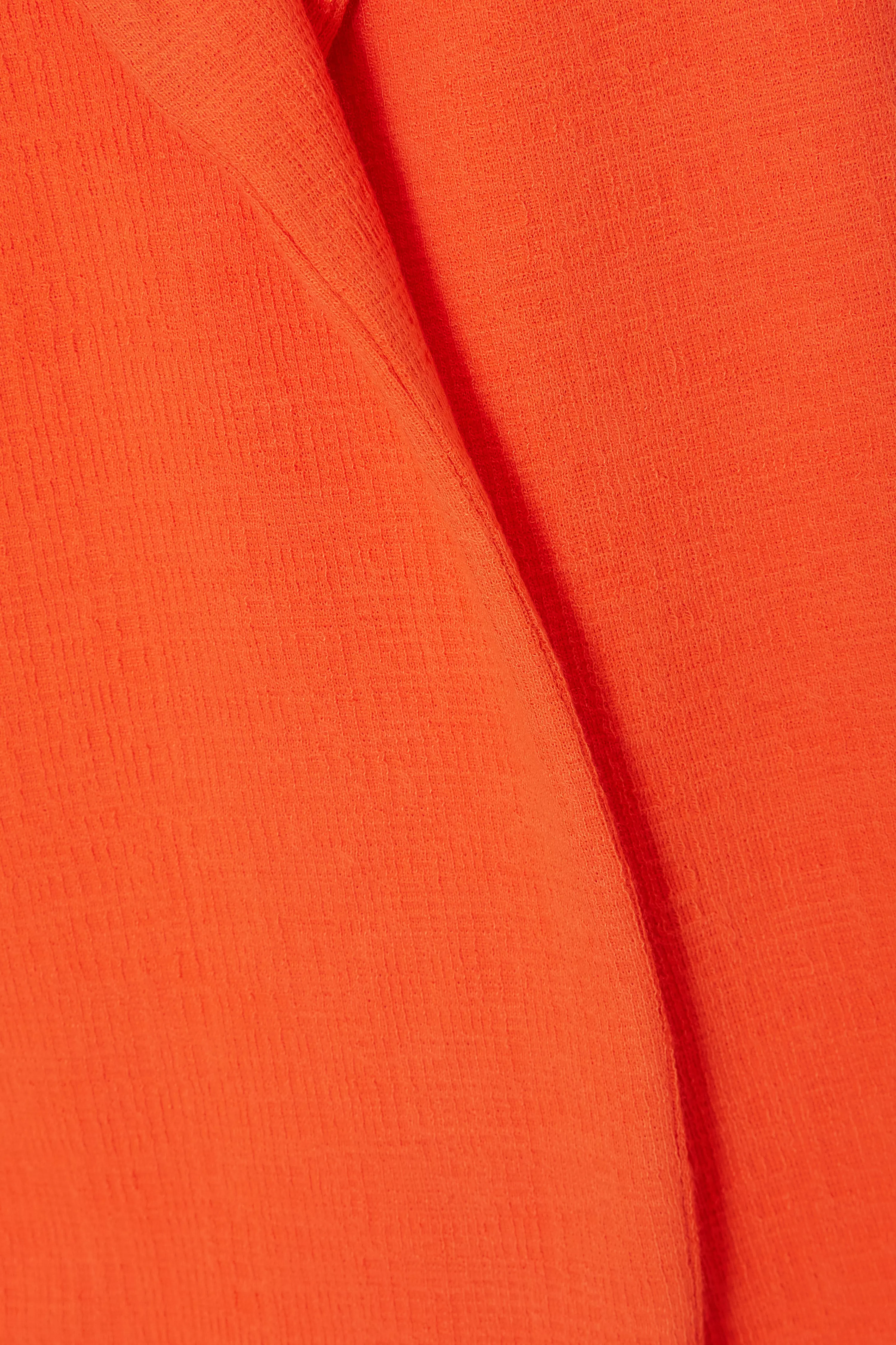 Orange Textured Ruched Sleeve Blazer