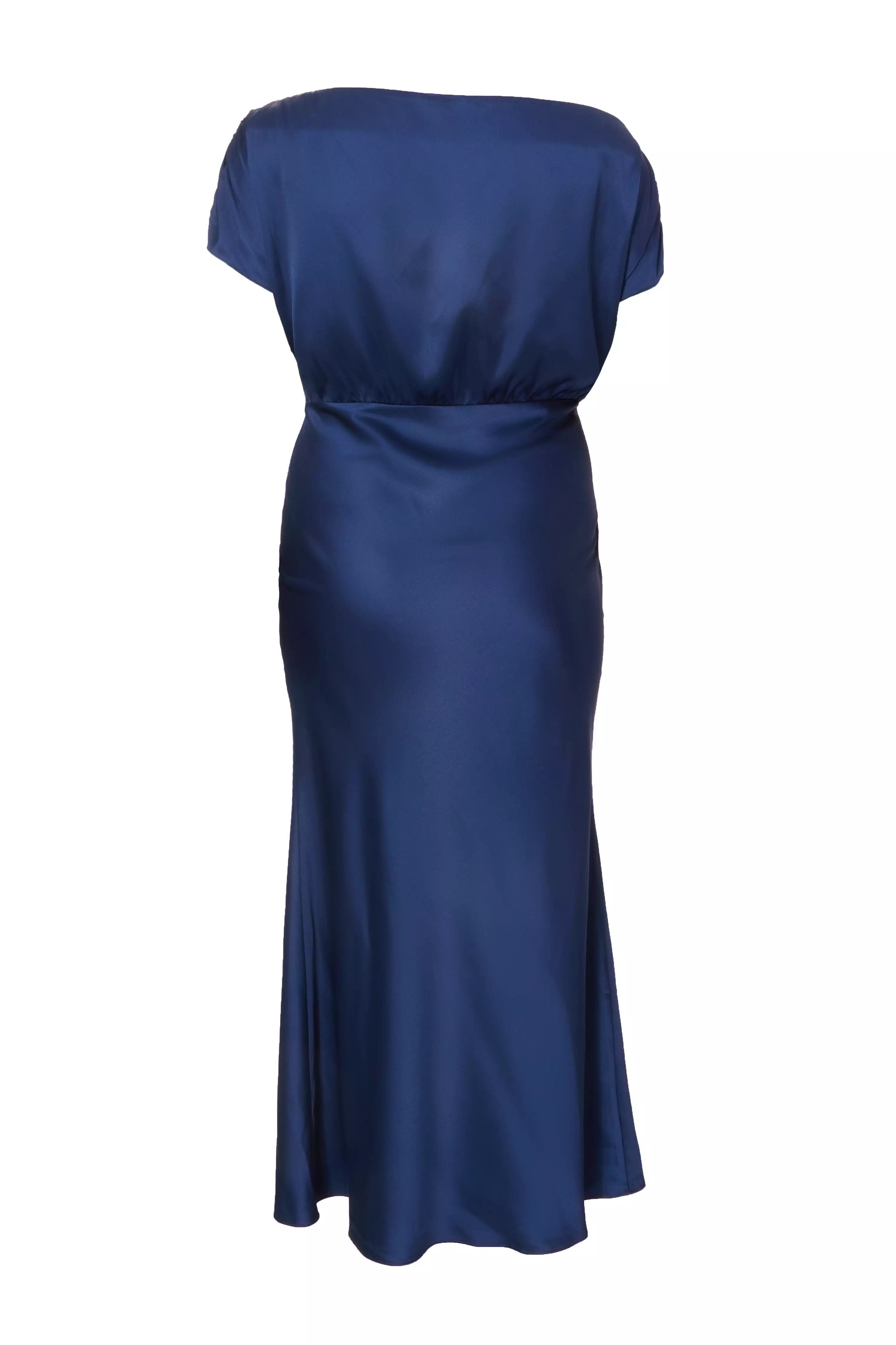 Curve Navy Satin Midaxi Dress