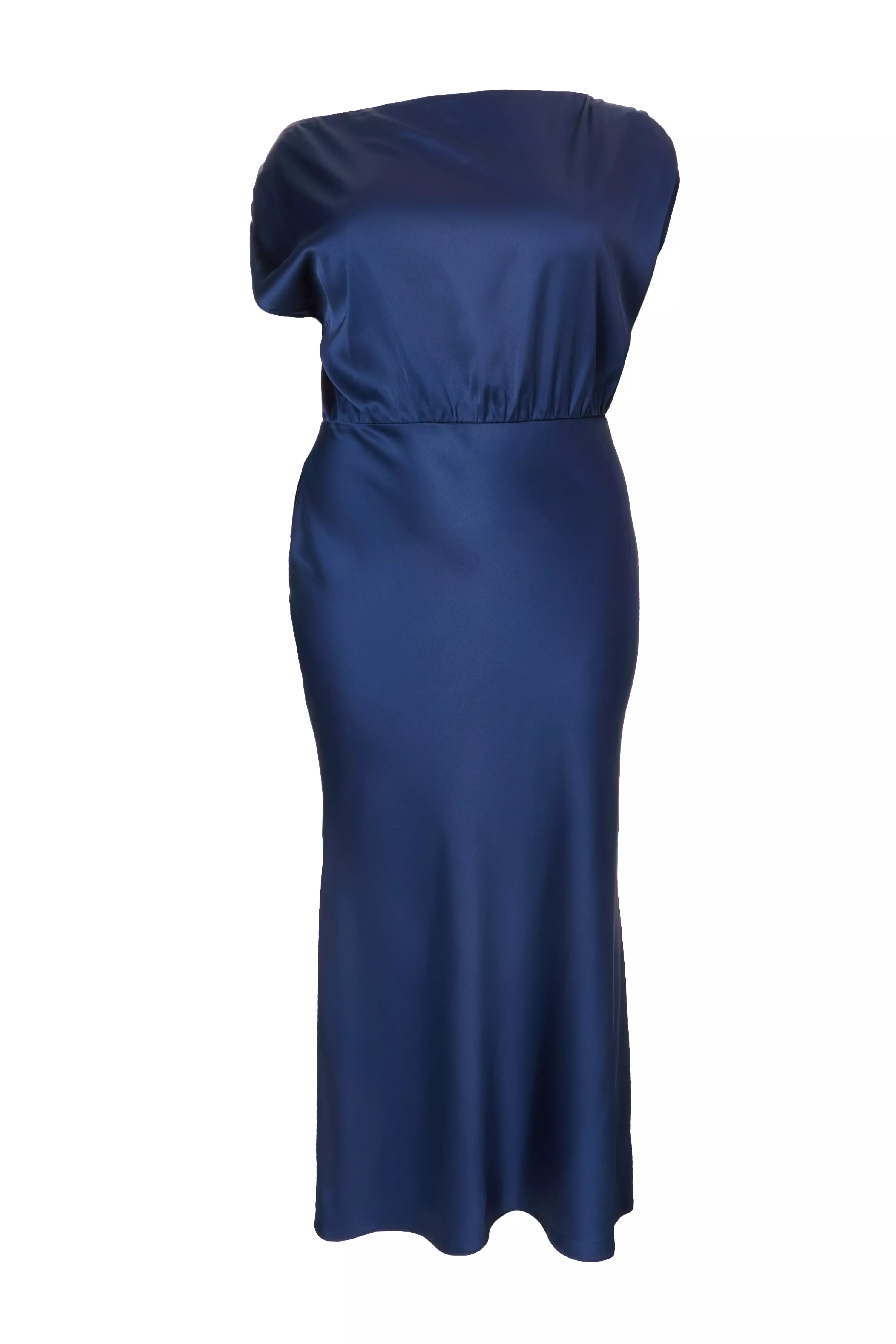 Curve Navy Satin Midaxi Dress