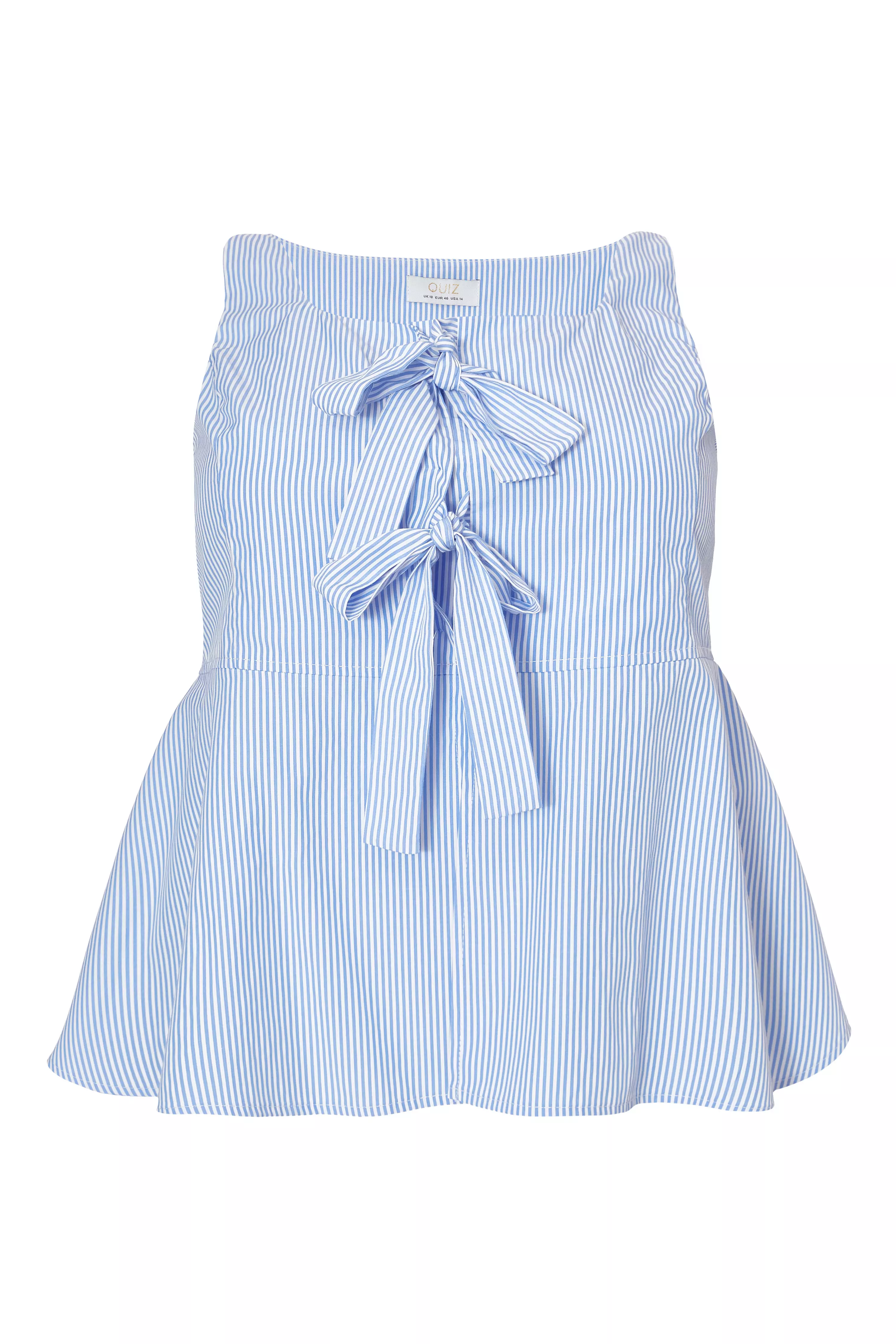 Curve Pale Blue Striped Top