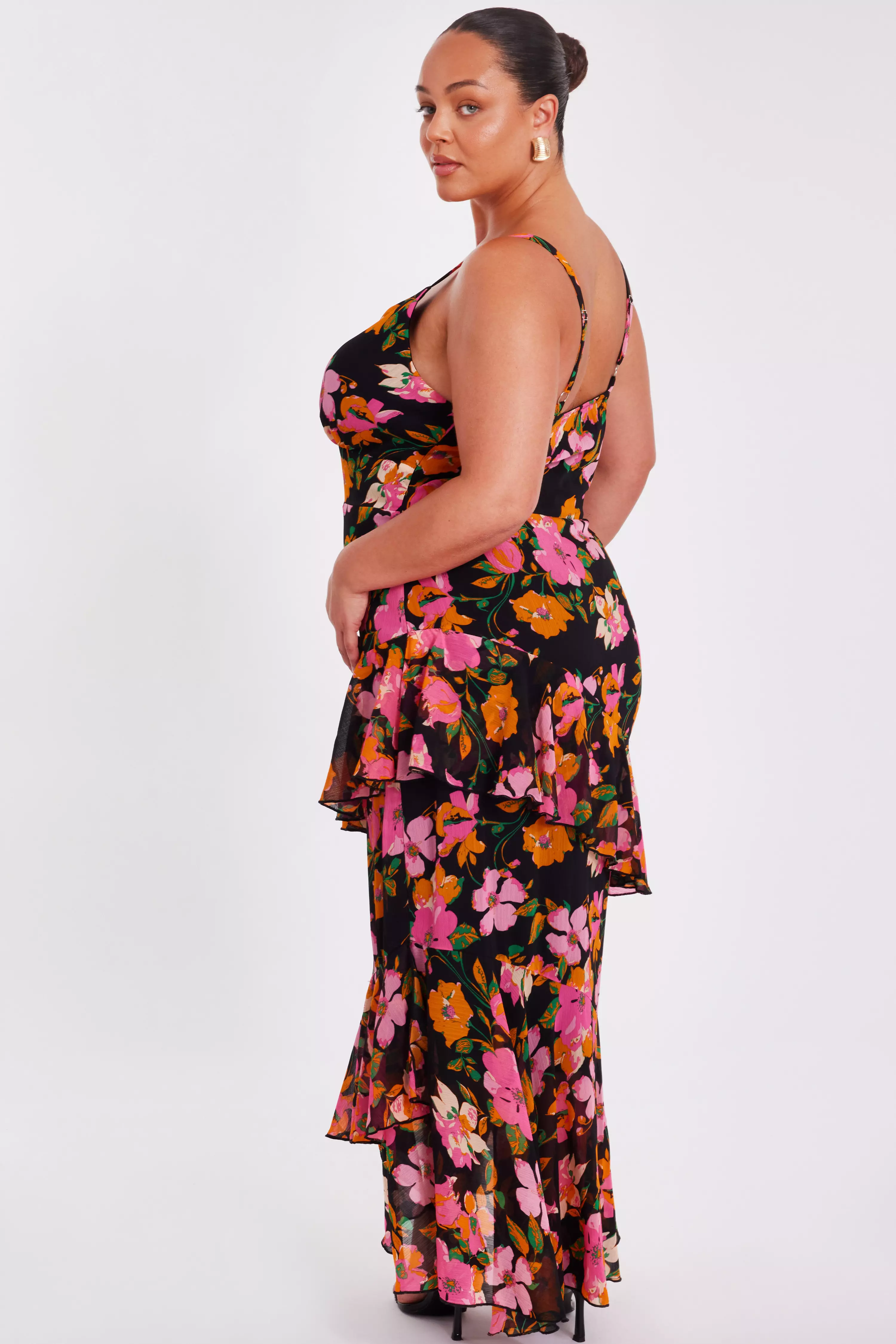 Curve Black Floral Midaxi Dress