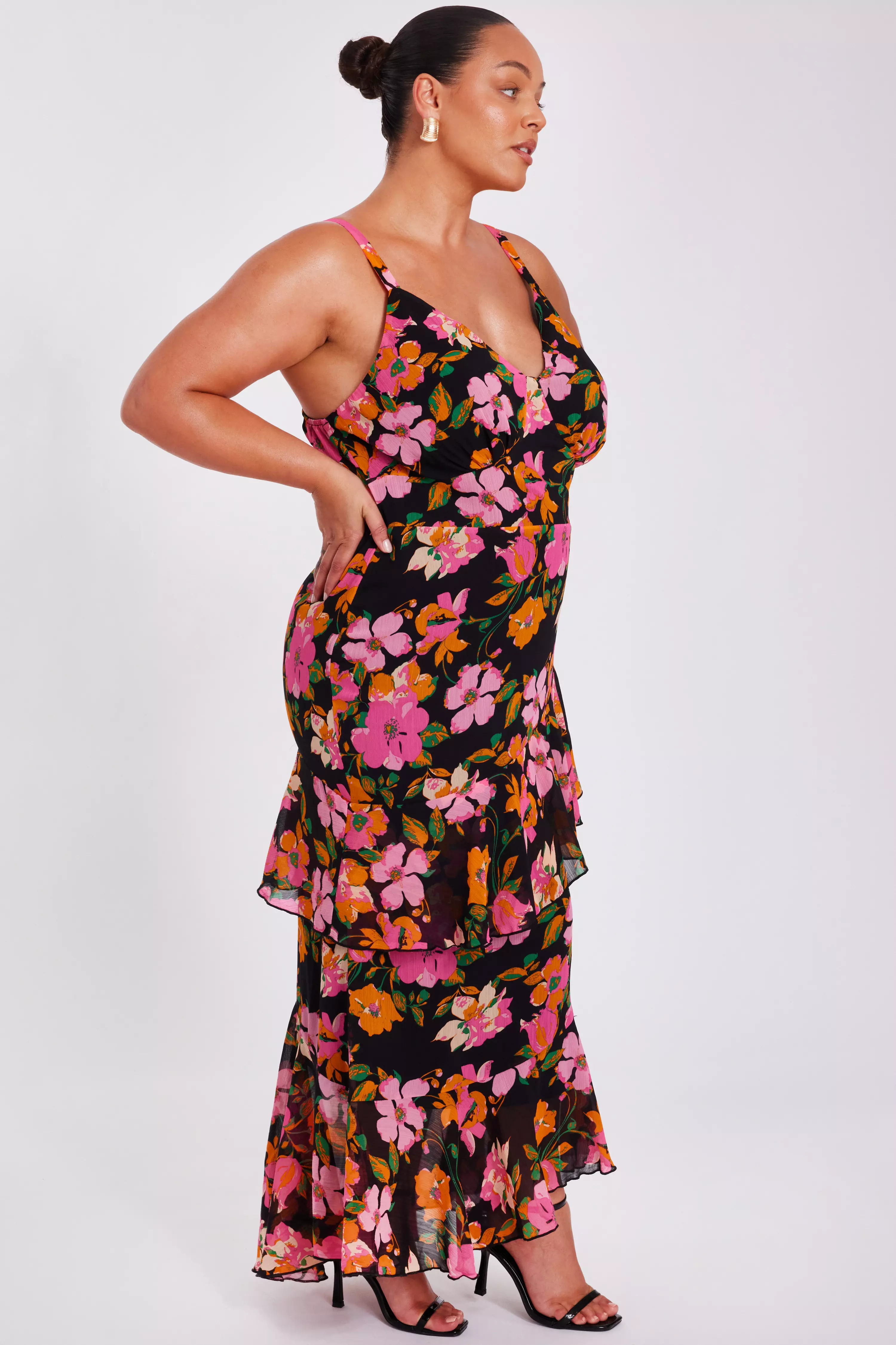 Curve Black Floral Midaxi Dress