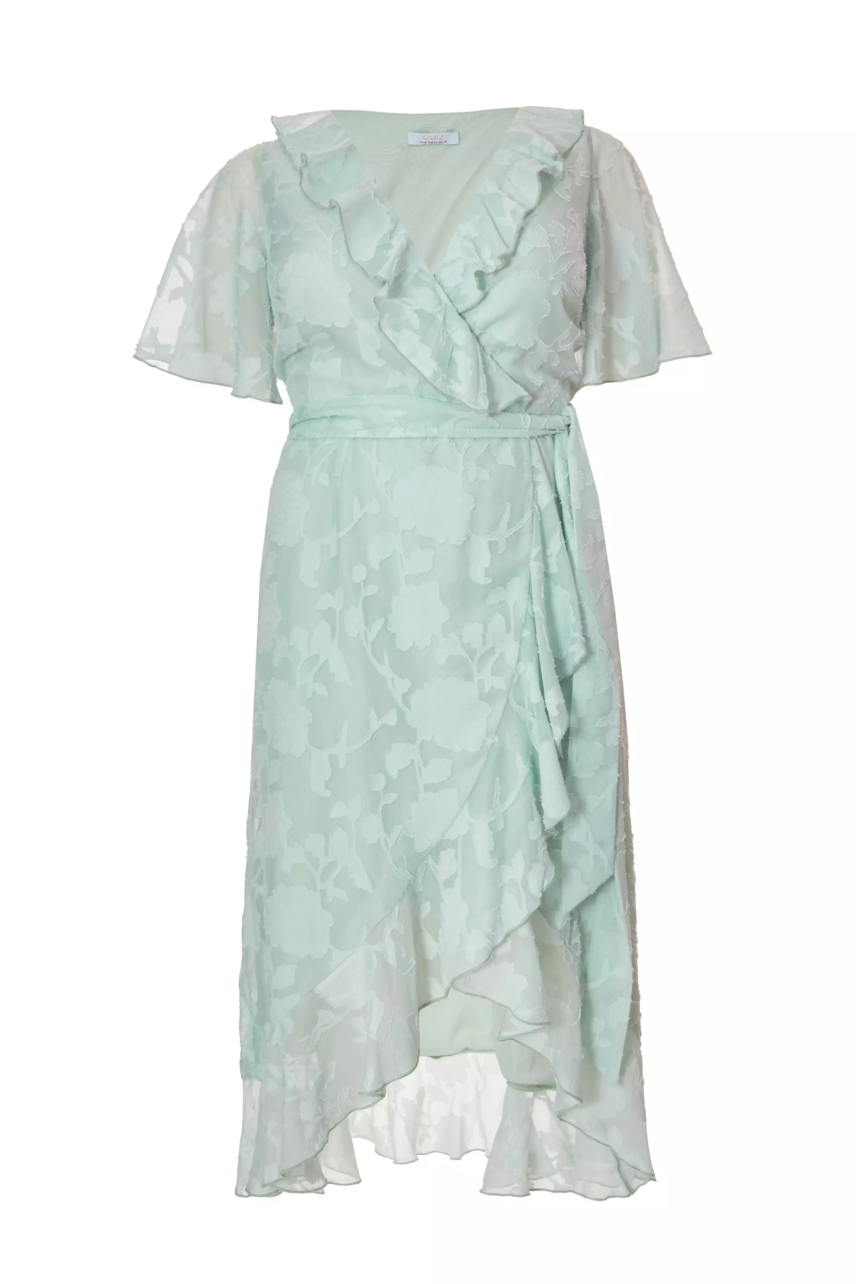 Curve Sage Jacquard Frill Midaxi Dress