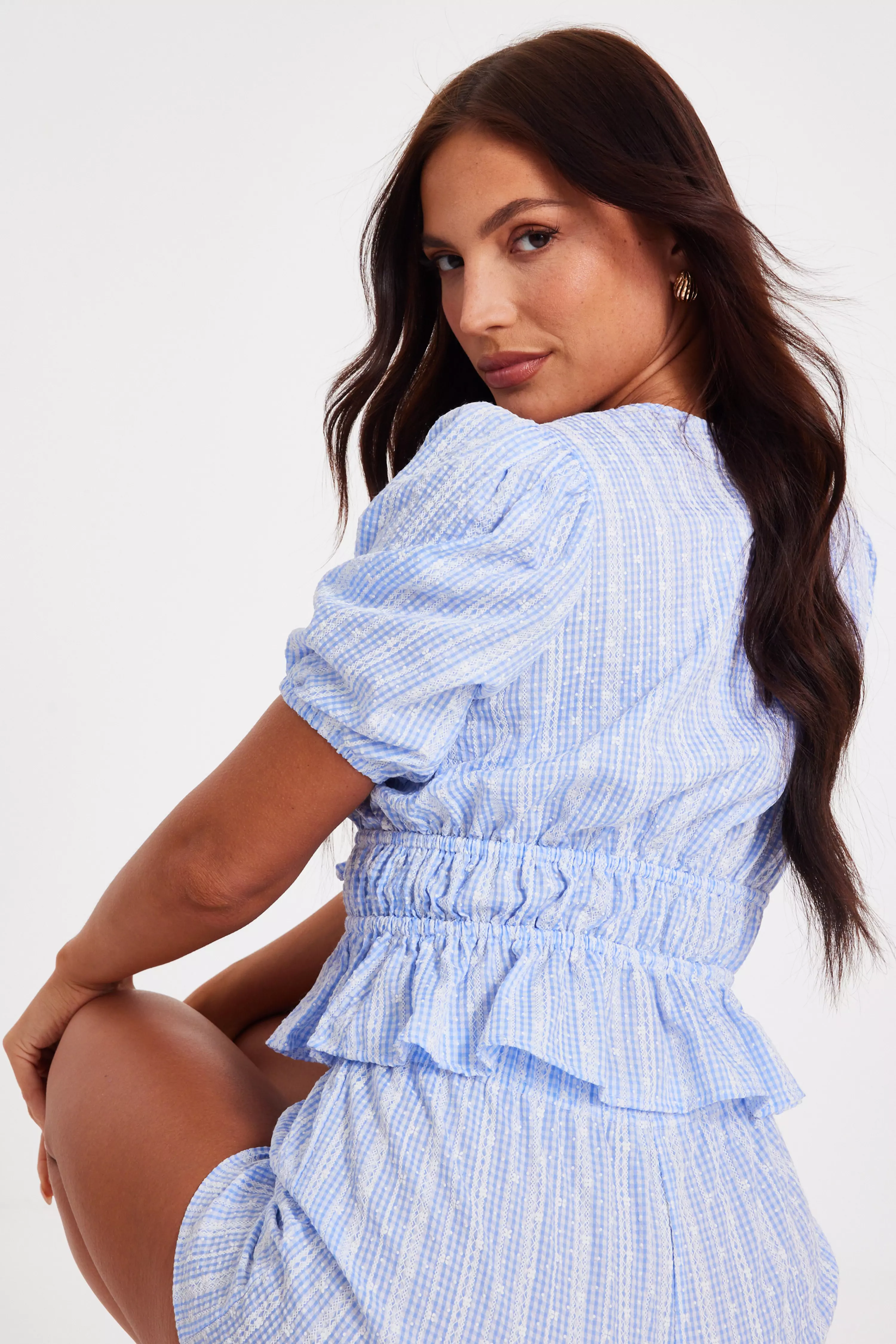 Blue Gingham Crop Top