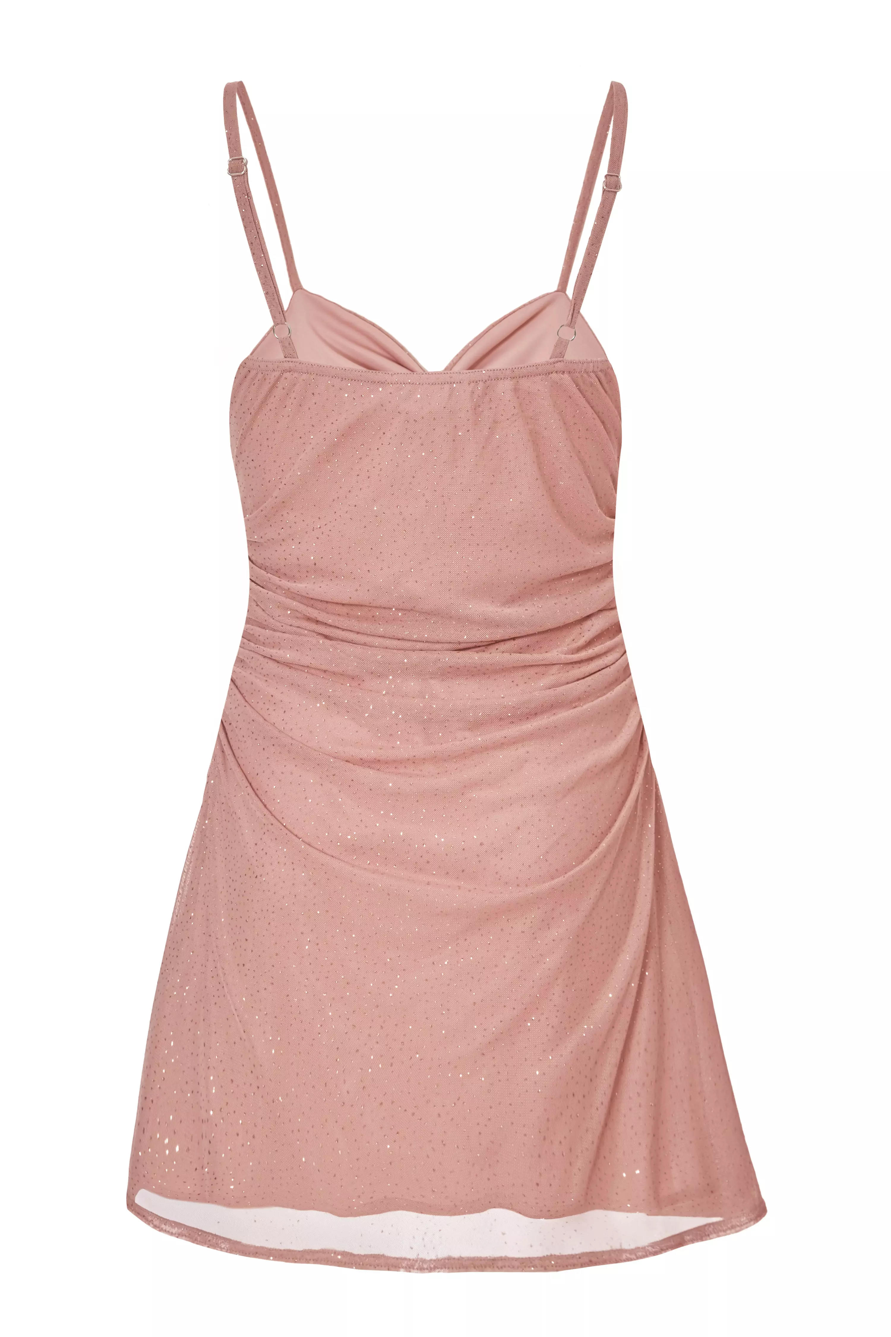Pink Glitter Mesh Mini Dress