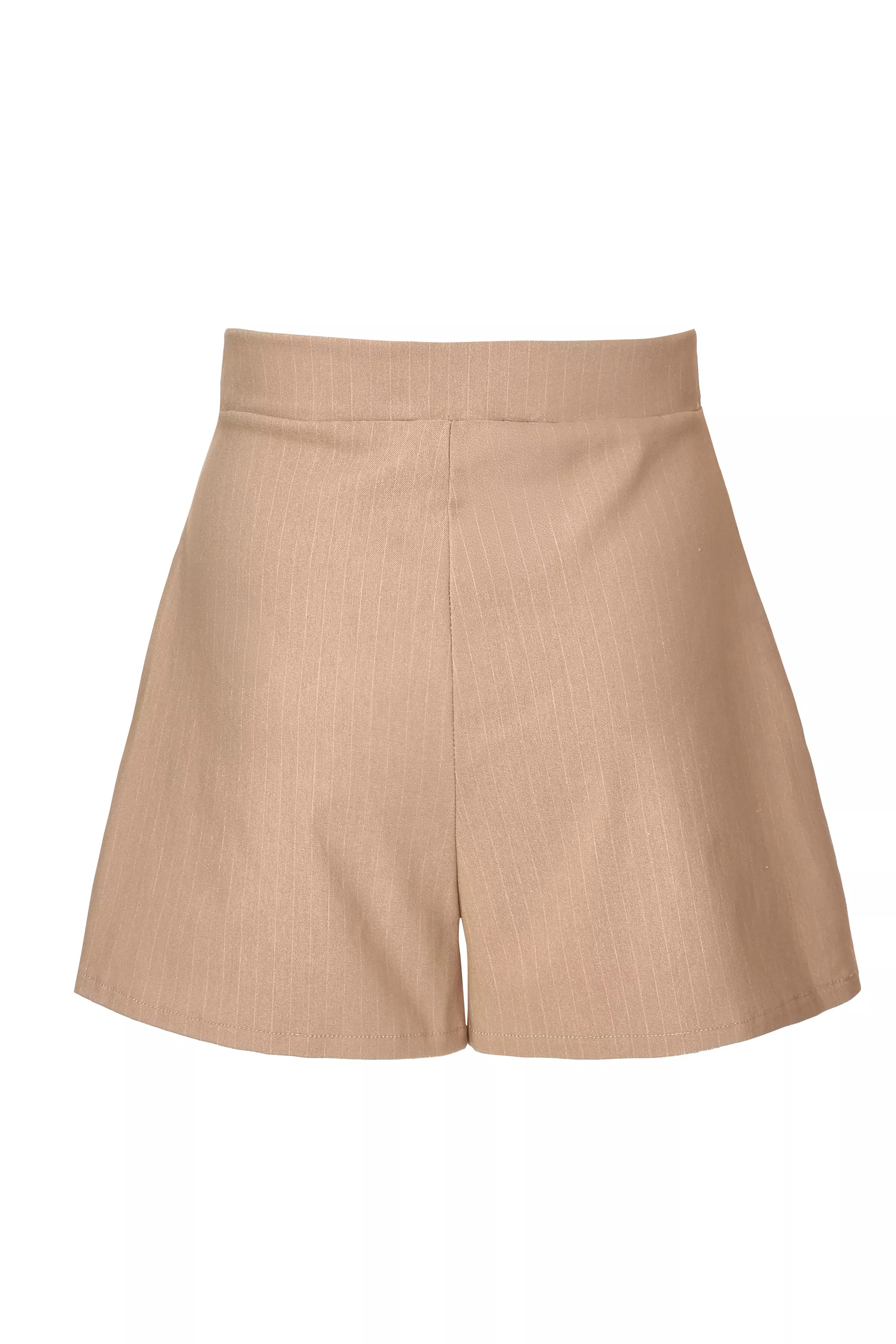 Stone Pinstripe Wrap Skort